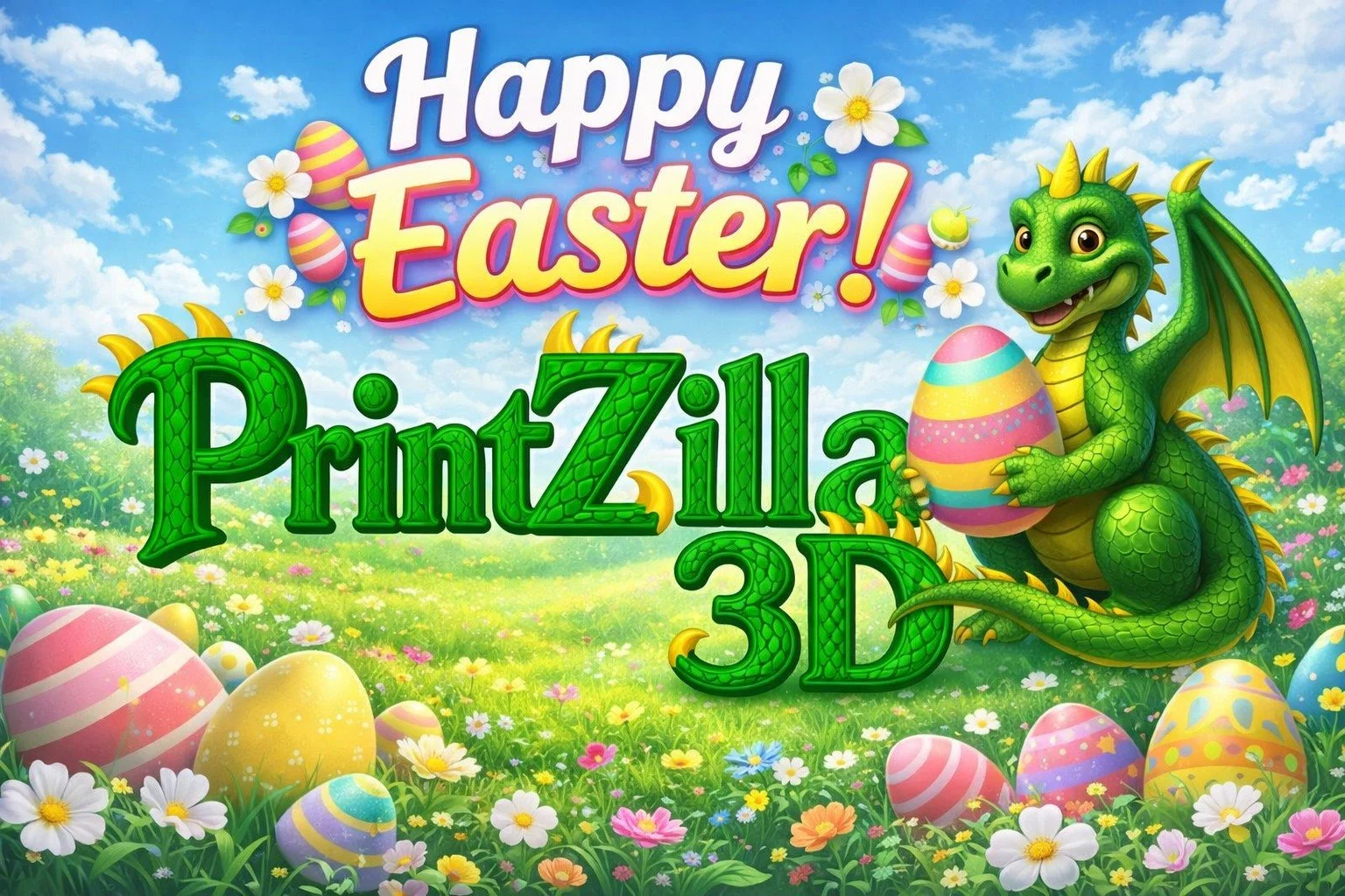🐰🌷 Happy Easter from PrintZilla 3D! 🌷🐰
Hope your day is full of fun, treats, and spring vibes 💚🐉