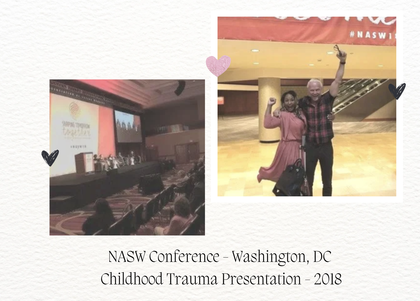Two photographs from the NASW Conference in Washington, DC in 2018, Wayne Brown, LCSW, & Colleague