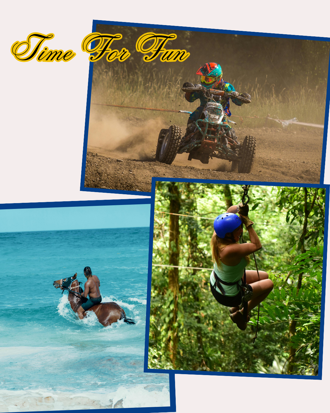 Chukka cove Ziplining, dune buggy and horse back riding