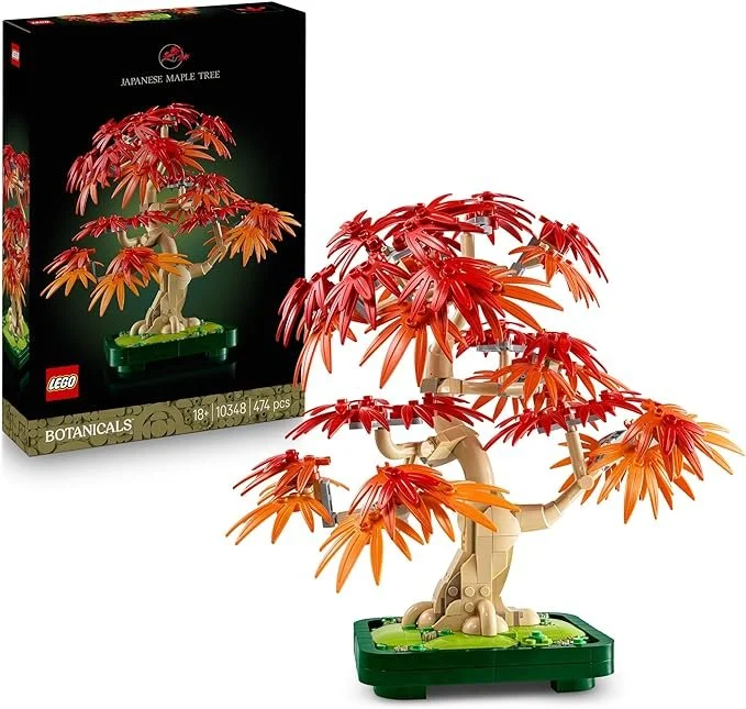 LEGO Botanicals Japanese Red Maple Bonsai Tree - Artificial Plant Building Set with Red & Orange Leaves, plus a Buildable Pot - DIY Home Decor Gift For Adults - 10348
