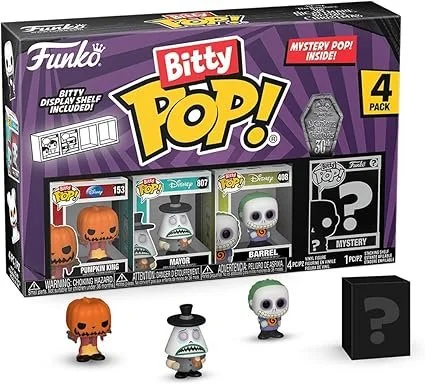 Funko Bitty Pop! the Nightmare Before Christmas - Pumpkin Jack 4PK - Pumpkin King, Mayor (frowning), Barrel and A Surprise Mystery Mini Figure - 0.9 Inch (2.2 Cm) Collectable - Gift Idea Fans