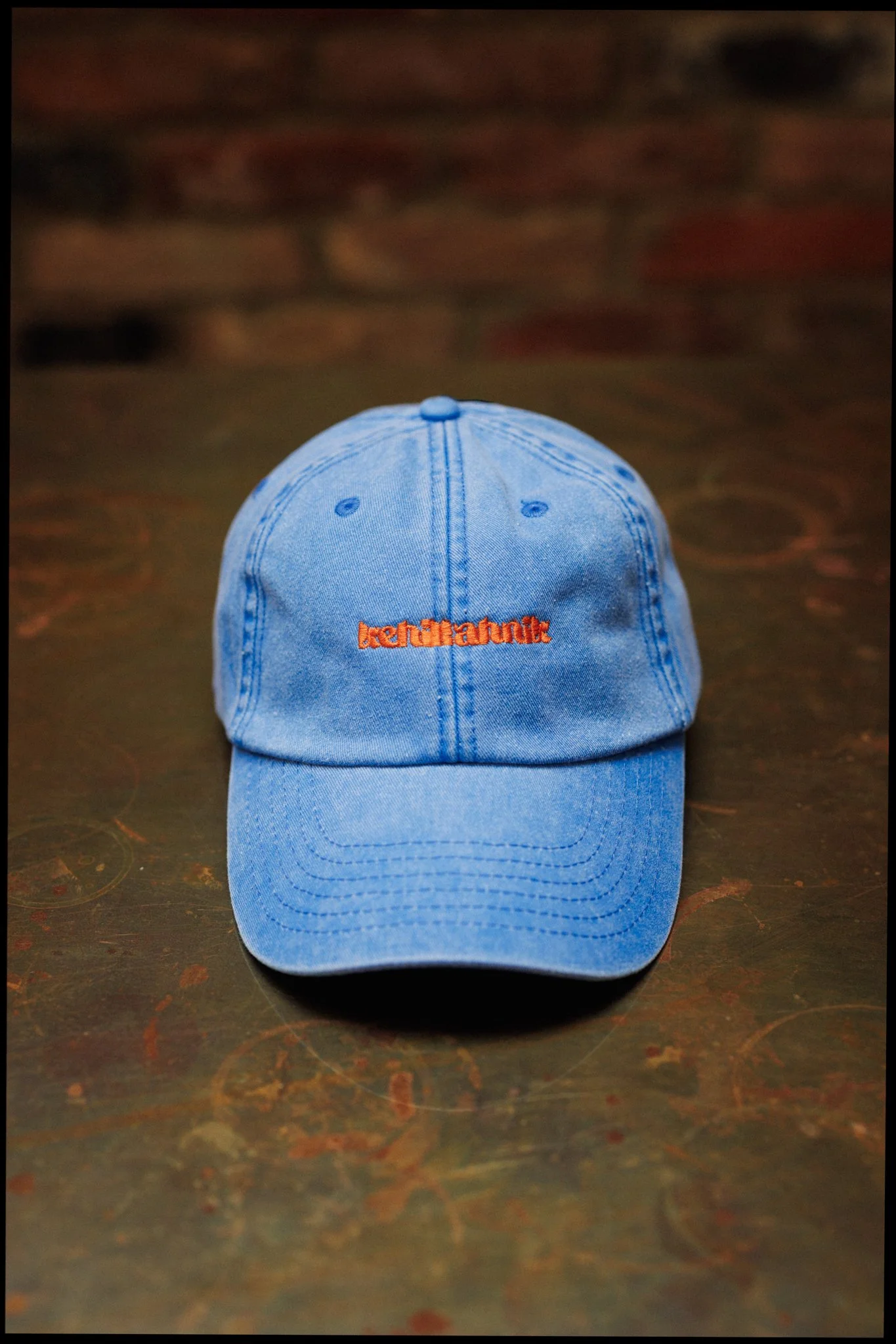 Kehillahnik Vintage Cap in Blue + Orange
