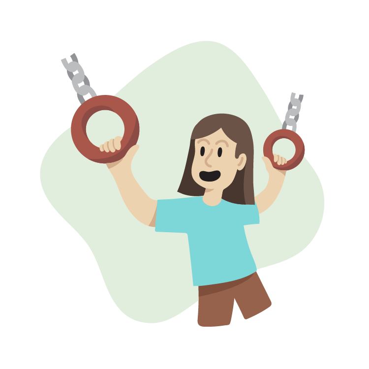 Custom Illustration: child swing on gymnastic rings 