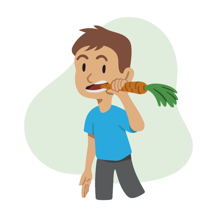  Custom Illustration: Child taking a bite out of a carrot 