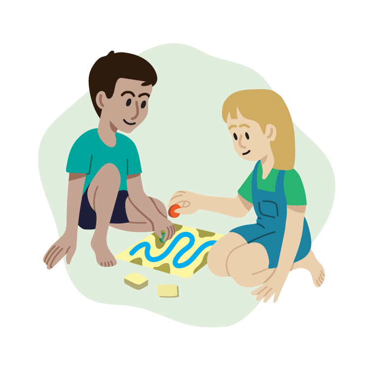  Custom Illustration: Children playing a board game 