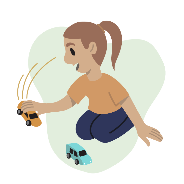  Custom Illustration: child playing with toy cars 