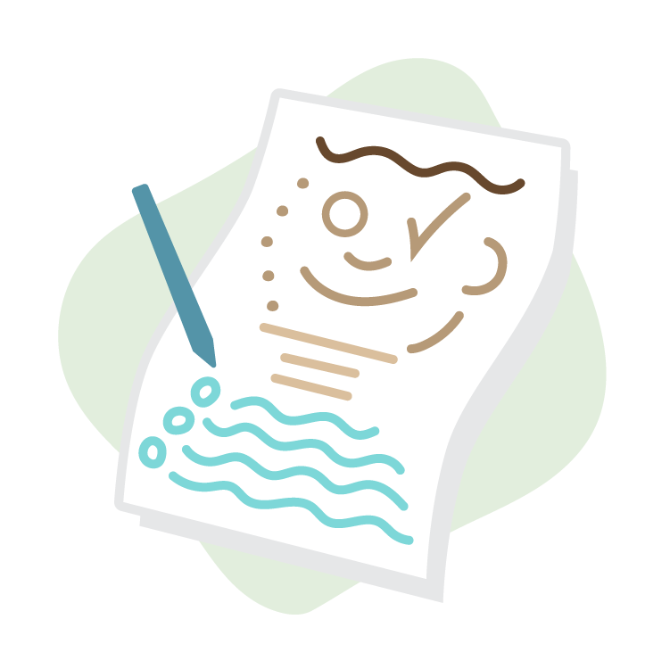  Custom Illustration: piece of paper with face drawn on it, as pen continues to write 