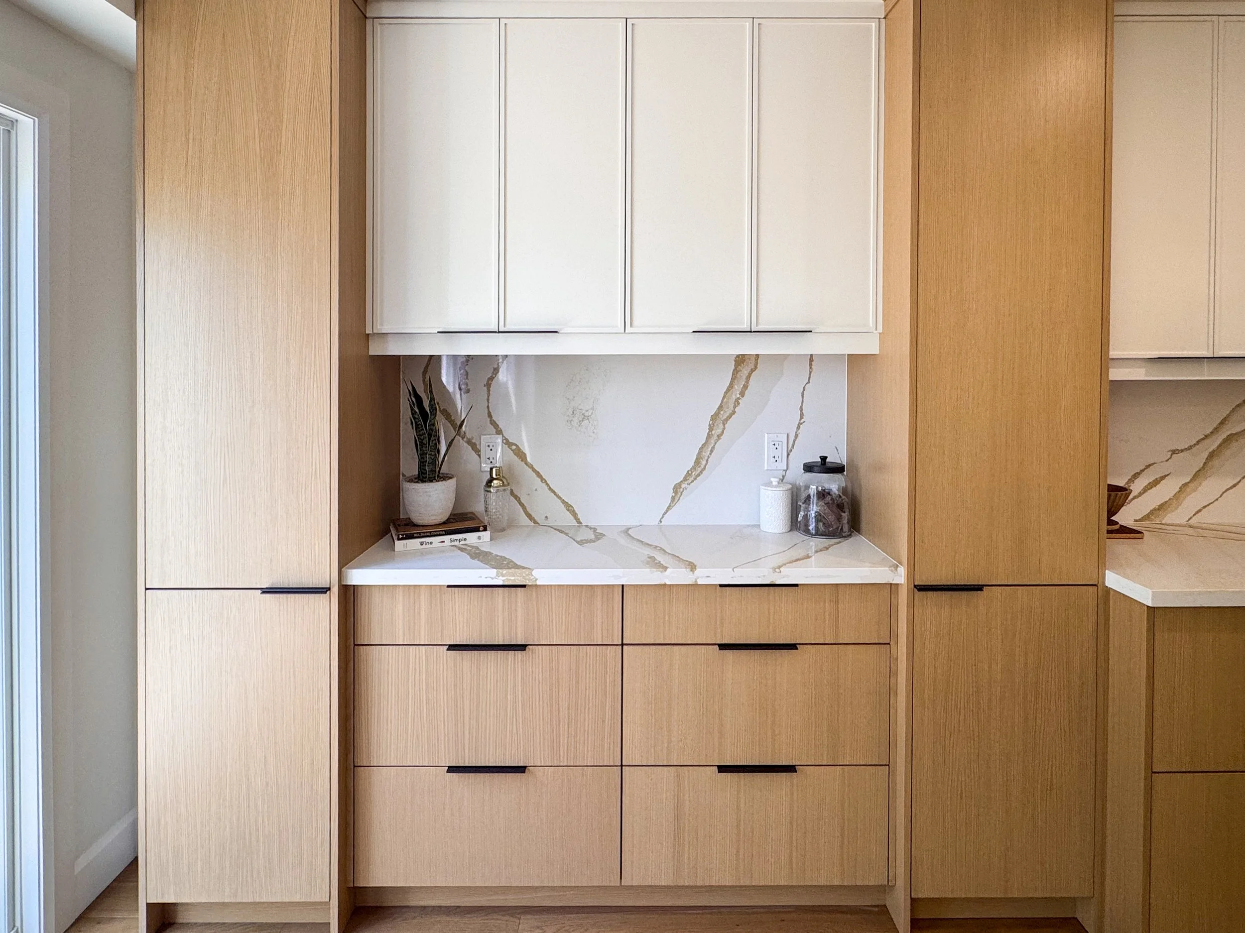 Custom Dry Bar with Additional Pantry Storage.