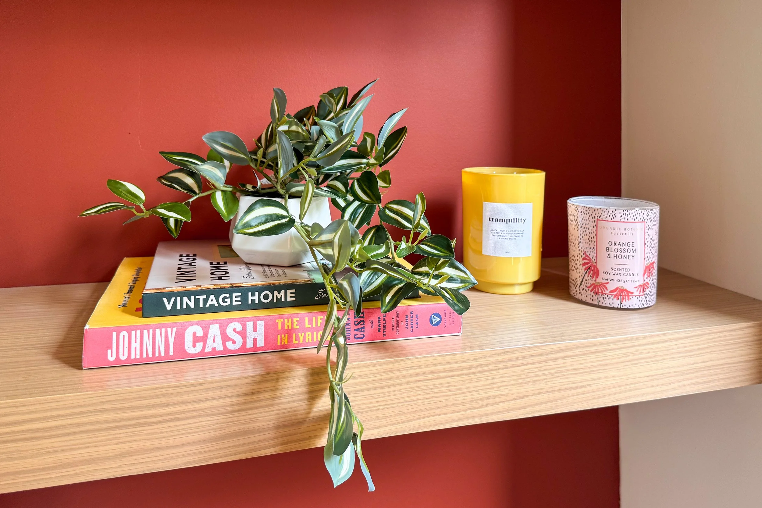 Custom White Oak Floating Shelves.