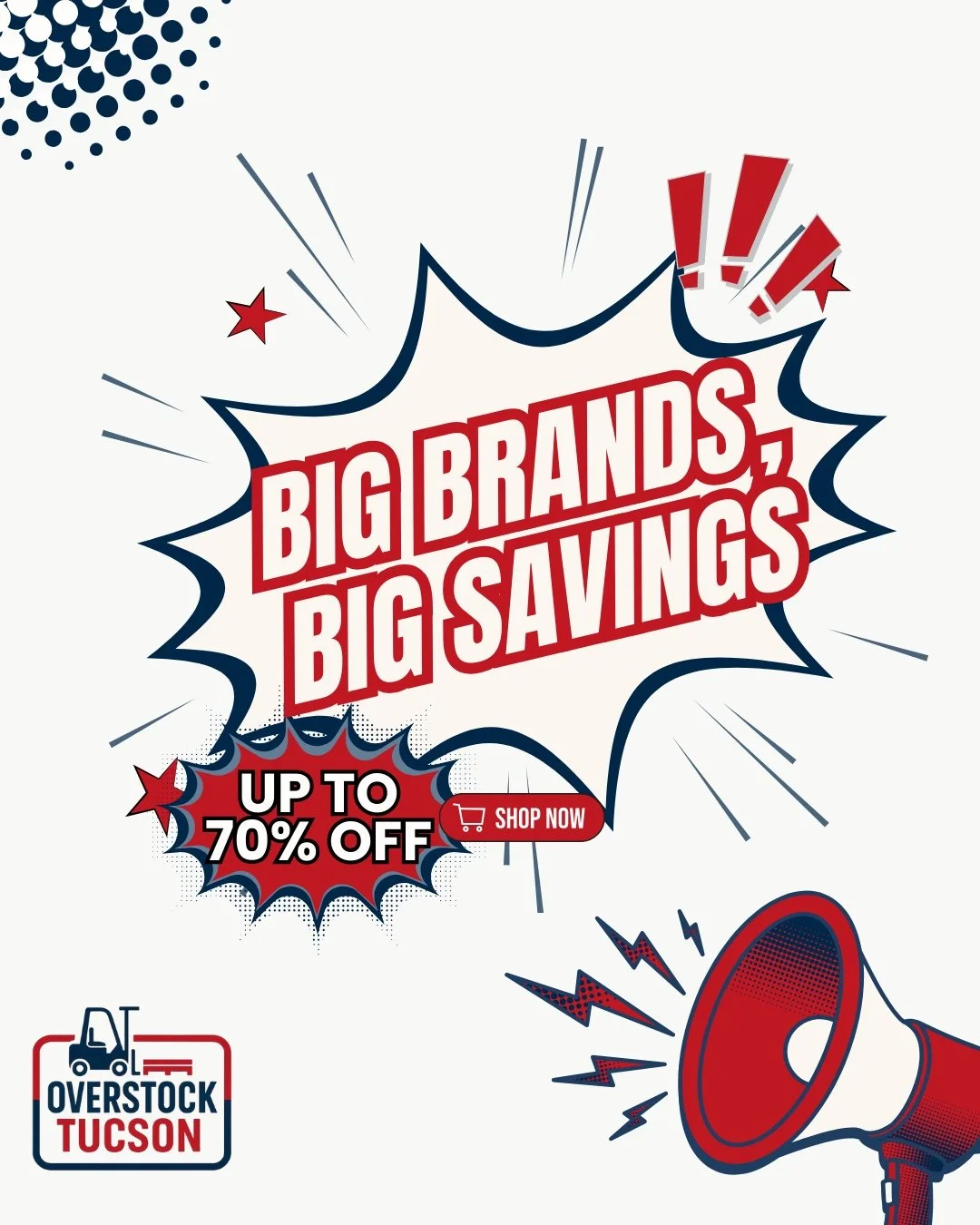 Big savings, big brands, and up to 70% off &mdash; that&rsquo;s the everyday deal at Overstock Tucson 🔥

New inventory rolls in weekly, so there&rsquo;s always something new waiting for you. Come treasure hunt today! ✨

#OverstockTucson #BigBrandsSm