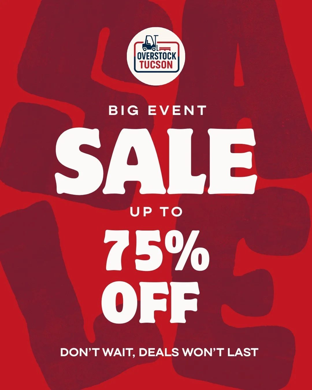 🎉 𝗦𝗔𝗟𝗘 𝗔𝗟𝗘𝗥𝗧! 🎉

It&rsquo;s a big event at Overstock Tucson, and you can save up to 75% OFF on a wide selection of must have finds! From stylish home accents to everyday essentials, every aisle is packed with hidden treasures and amazing i
