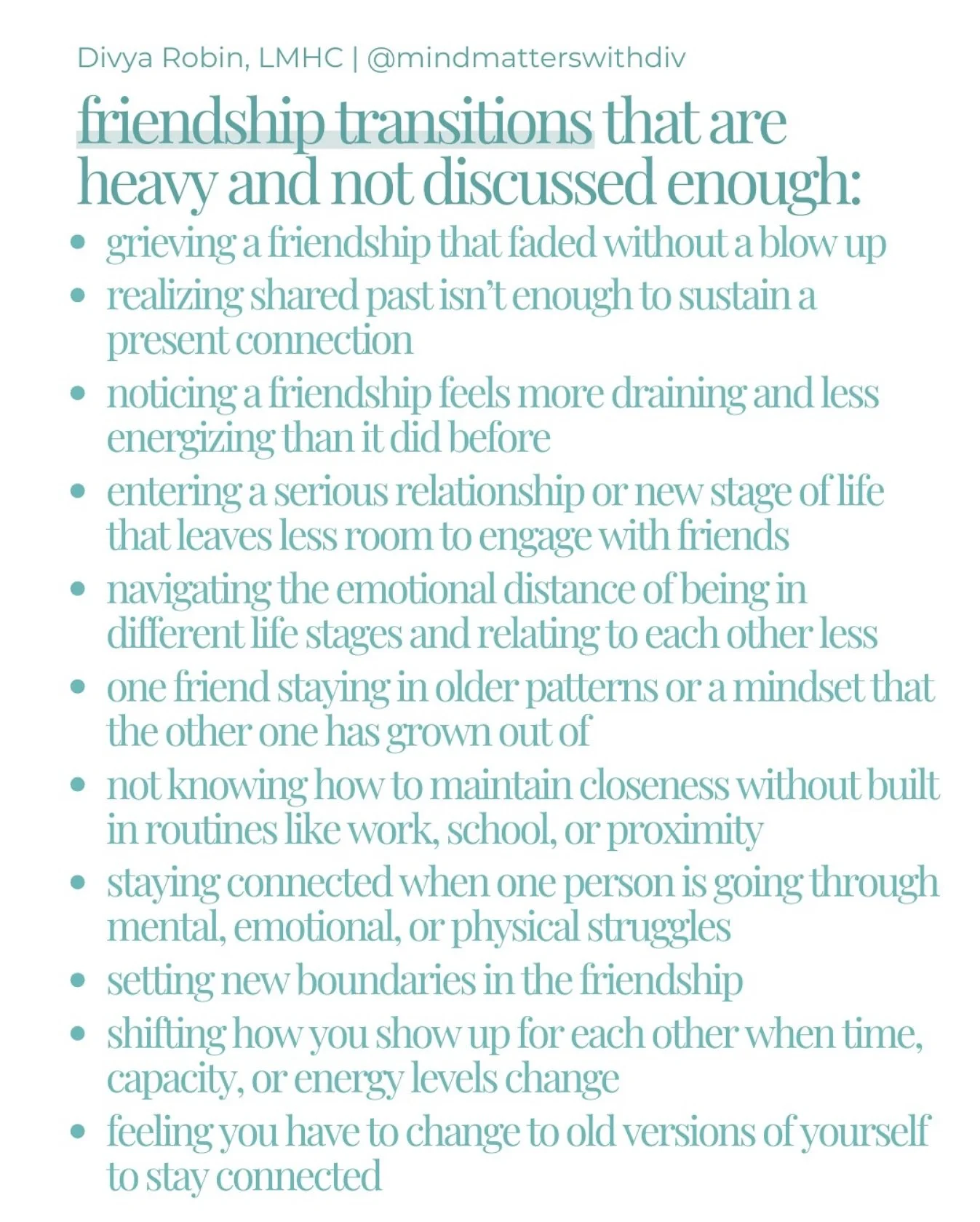 Friendship has been a big theme coming up in sessions lately! I think as summer approaches and people socialize more, it has them reflect on the people in their lives. A lot of change and internal reflection can happen during the more isolated and le