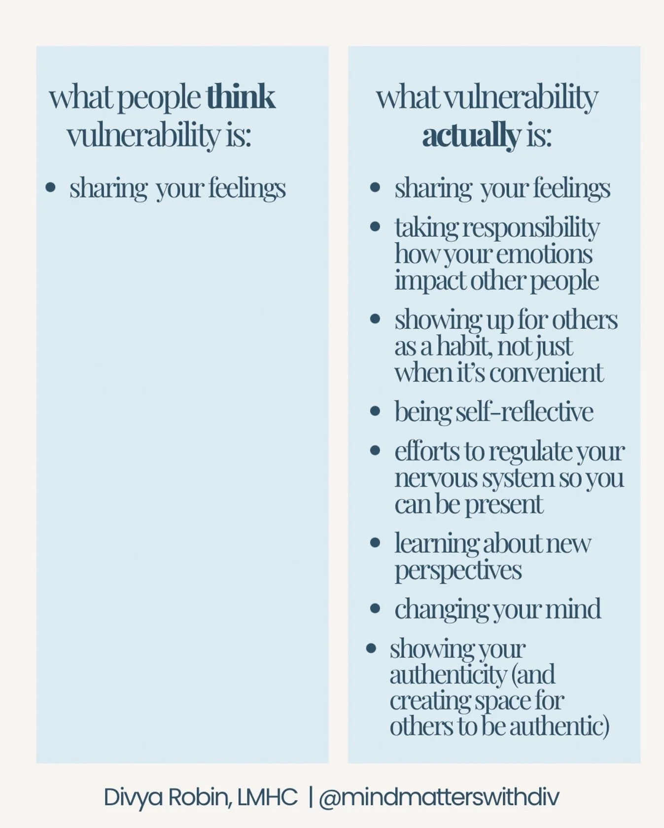 I've noticed that vulnerability is a topic &amp; buzz word that comes up a lot. And while I've reflected on it (vulnerability others bring to therapeutic spaces AND my own vulnerability in my personal life) I think we miss the mark a lot.

Yes vulner