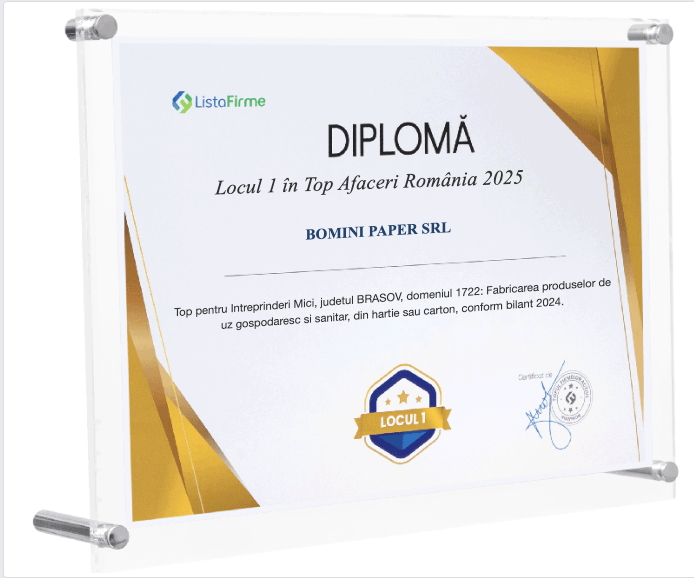 Certificat Top Business România 2025 — Bomini Paper