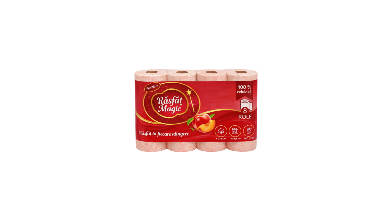 Hartie igienica 3 straturi 145 foi 8/set piersica