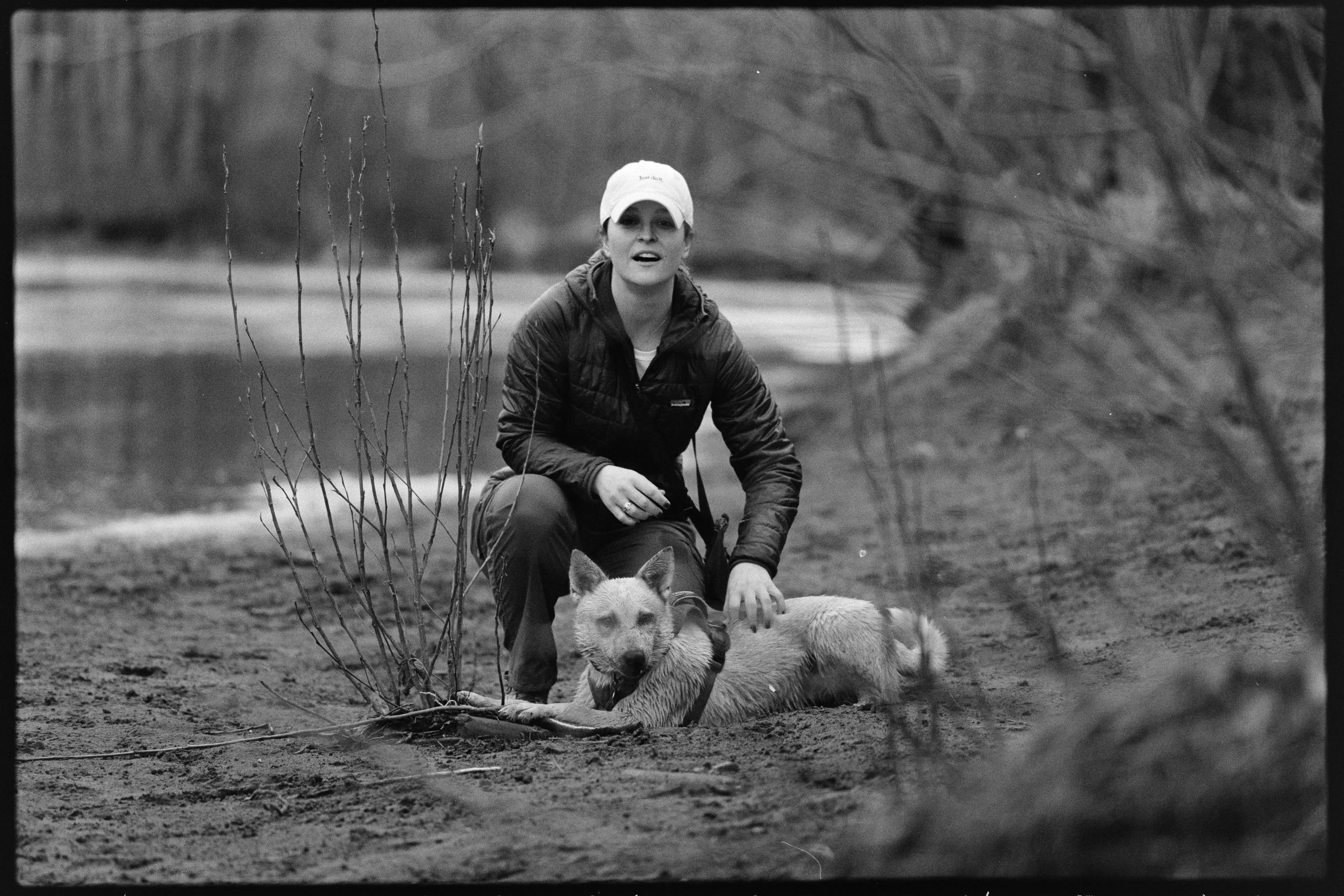 Pet adventure photography on black & white film