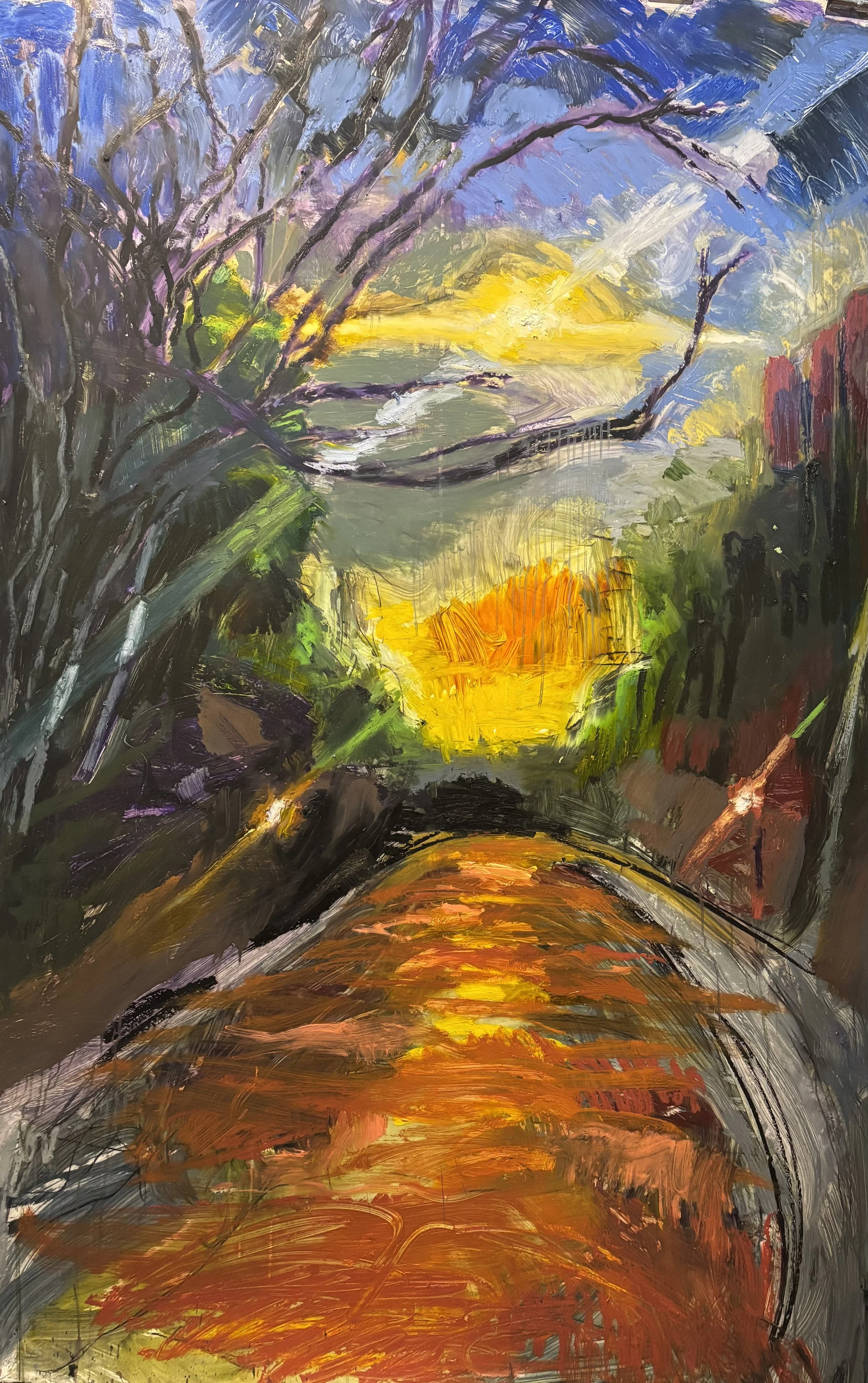 Title: Dusk / lens flare |
Medium: Oil stick on yupo mounted to canvas |
Dimensions: 84 x 60 inches |
Year: 2025