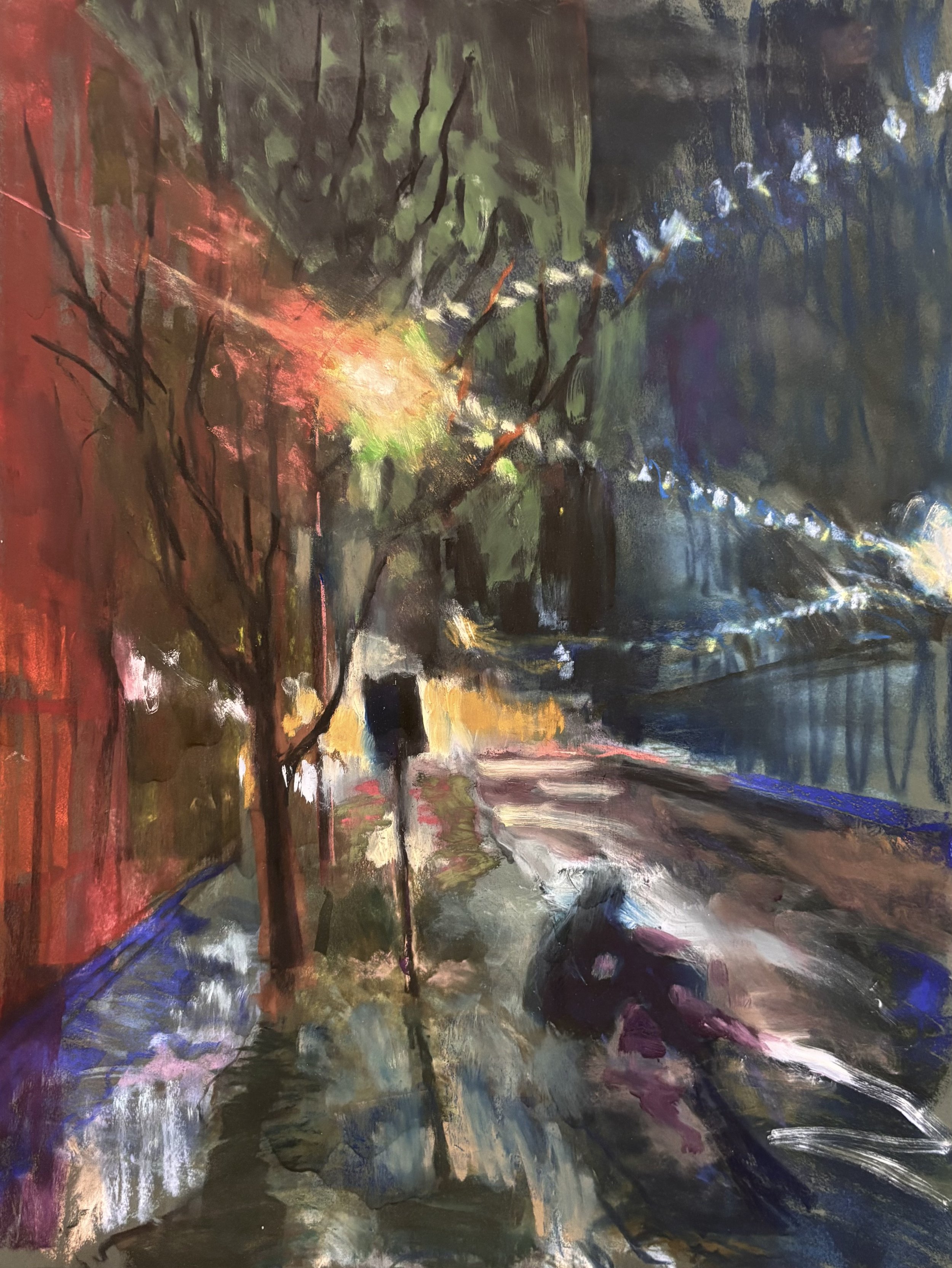 Title: Life itself swells to bursting in my chest | Medium: Pastel, shellac and oil on panel | Dimensions: 24 x 18 inches | Year: 2026