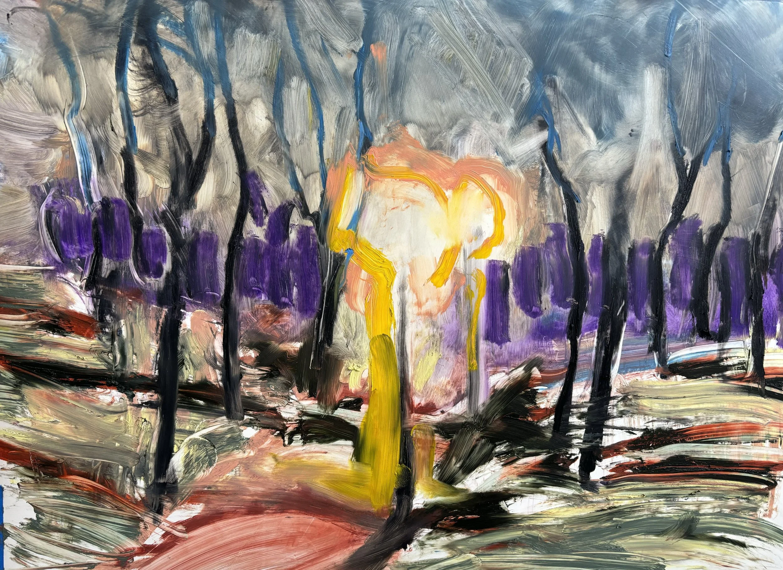 Title: Something I once dreamt: Imagined landscapes #4 |
Medium: Oil pastel on yup mounted to panel |
Size: 12 x 18 inches |
Year: 2023