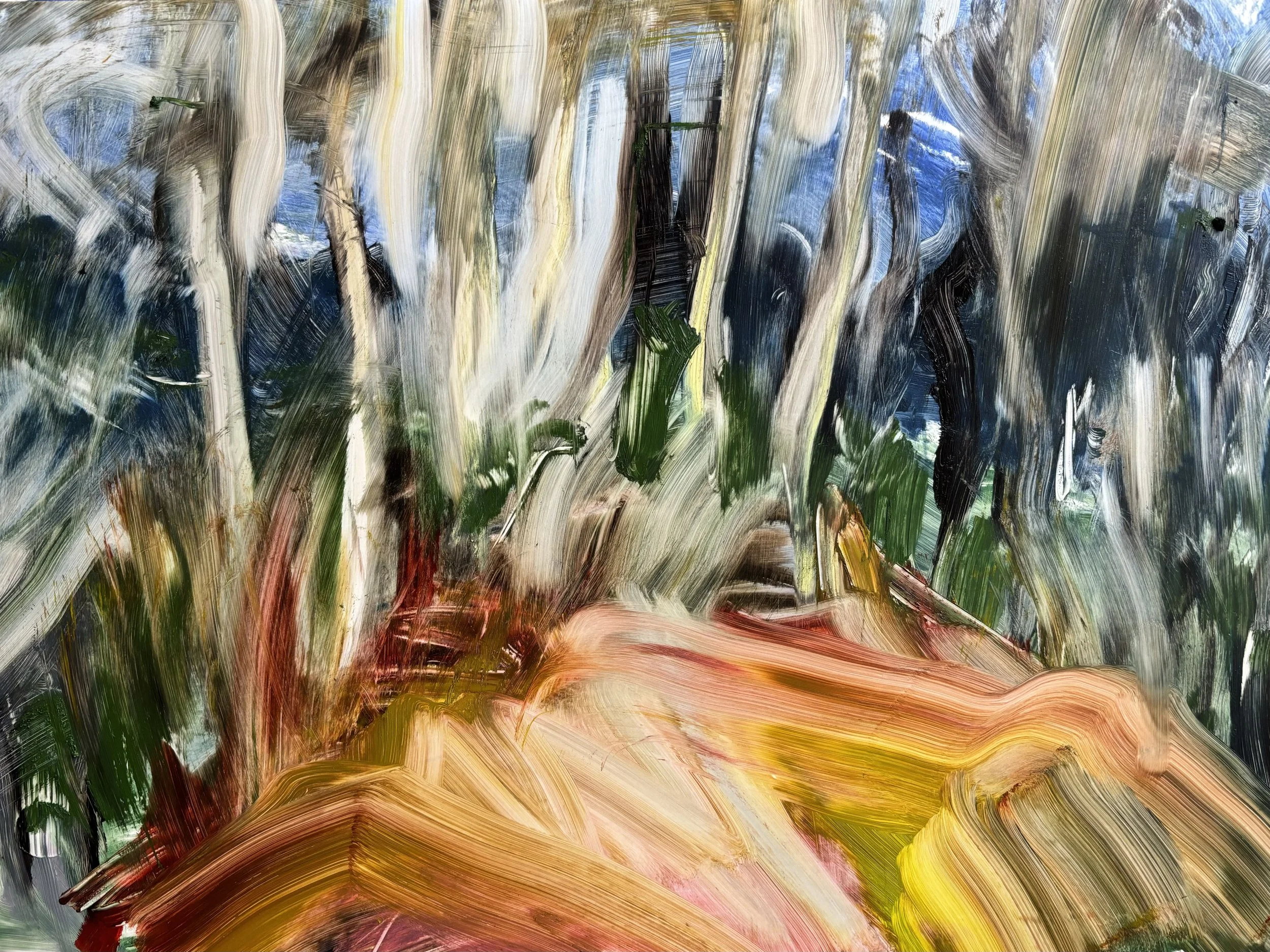 Title: Something I once dreamt: Imagined landscapes #3 |
Medium: Oil pastel on yup mounted to panel |
Size: 12 x 18 inches |
Year: 2023