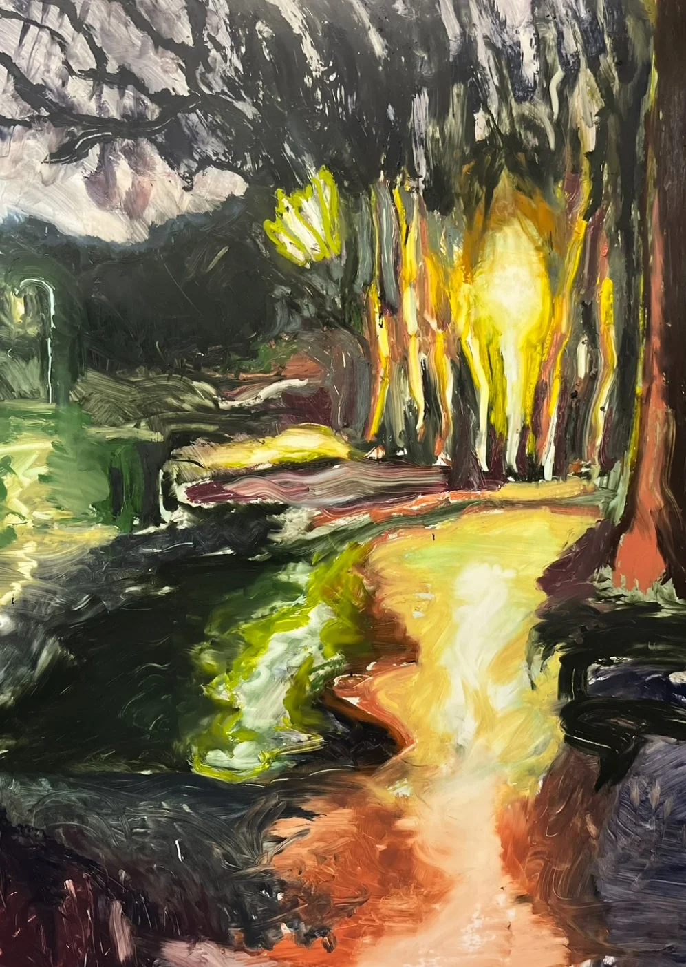 Title: A deep booming echo in my painfully hollow chest |
Medium: Oil stick on yupo mounted to panel |
Dimensions: 60 x 40 inches |
Year: 2024