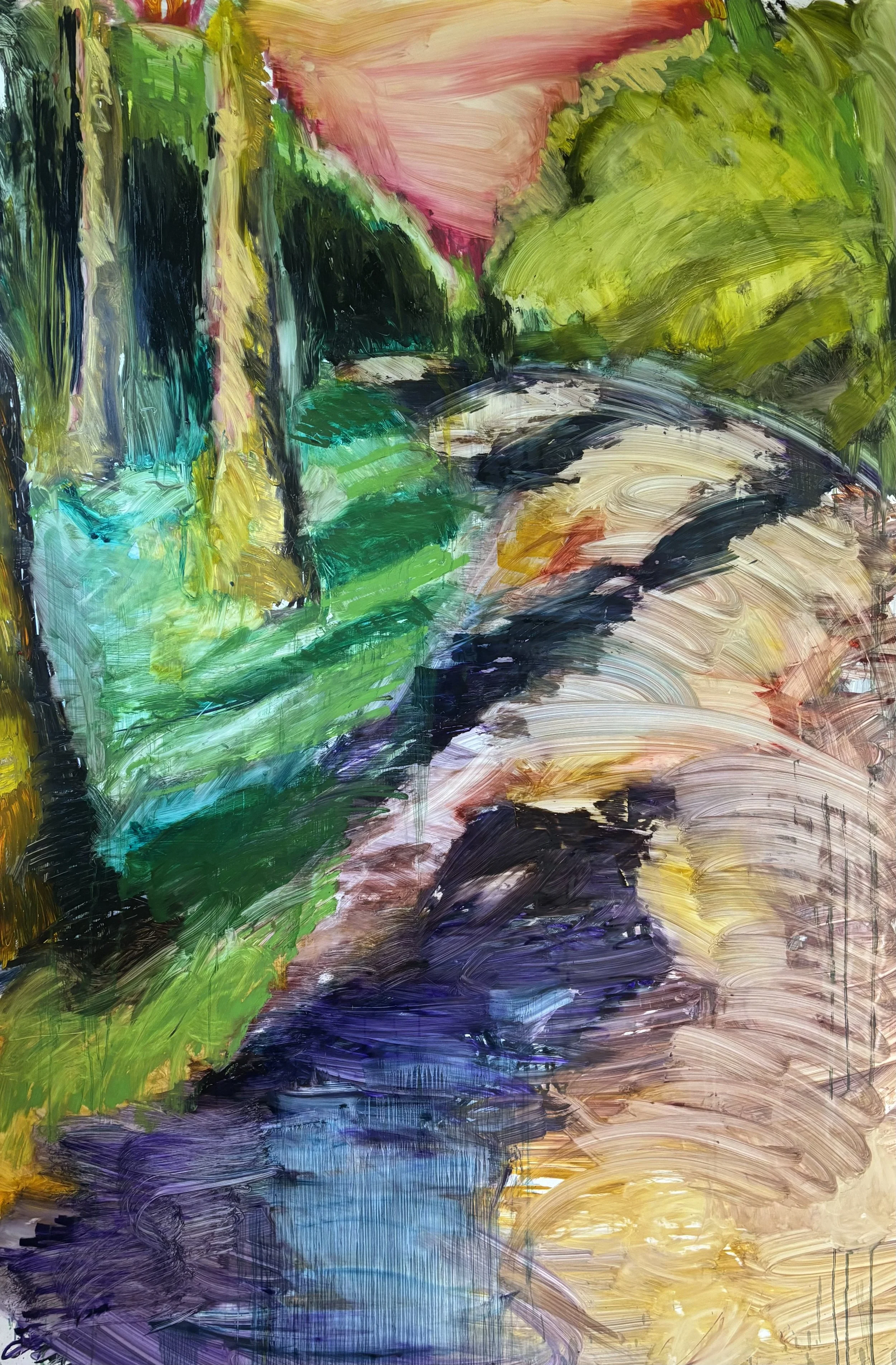 Title: Twilight / my own shadow |
Medium: Oil stick on yupo mounted to canvas |
Dimensions: 84 x 60 inches |
Year: 2025