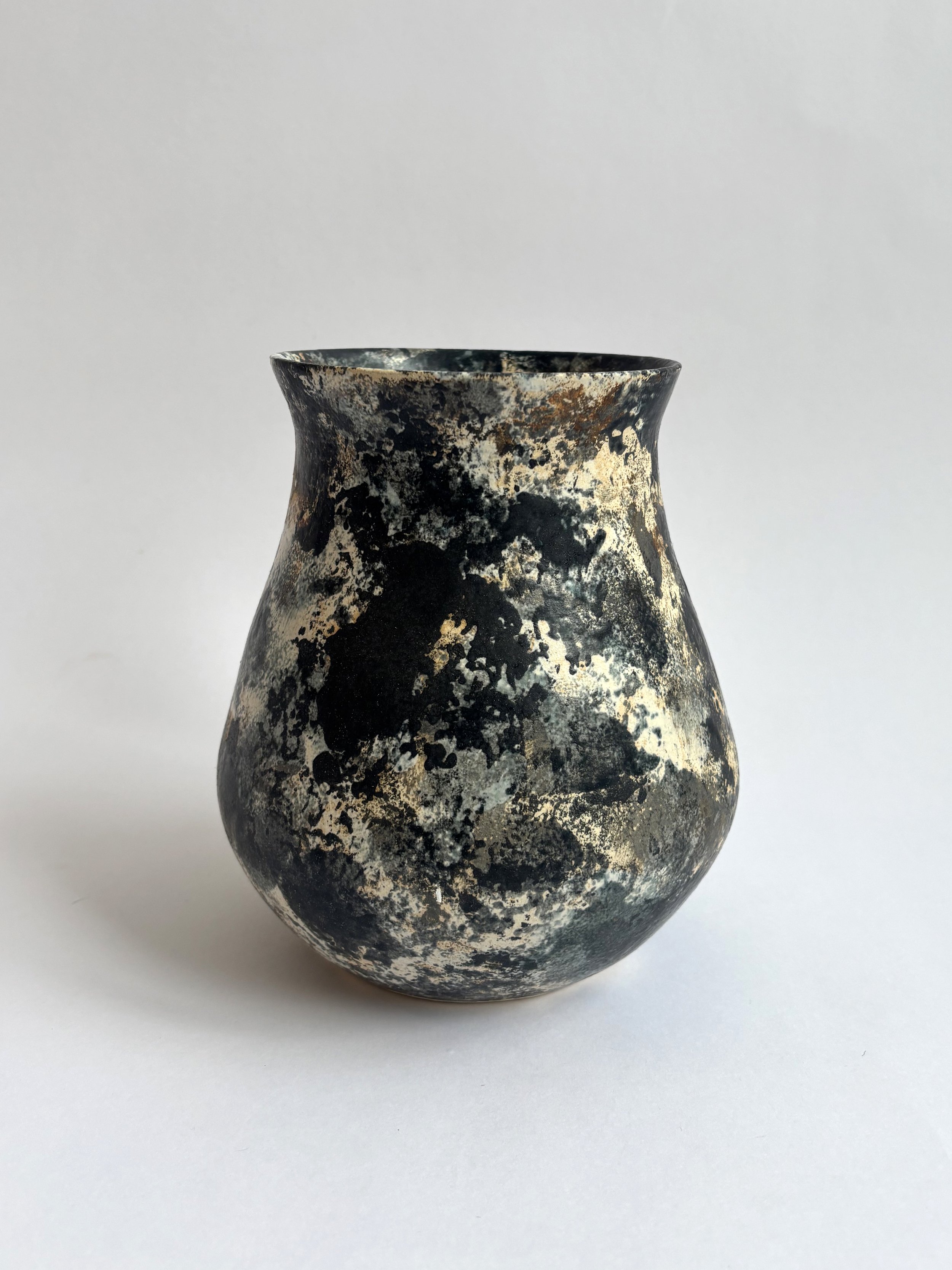 Stoneware, terra sigillata, matte white & black glaze - 2025