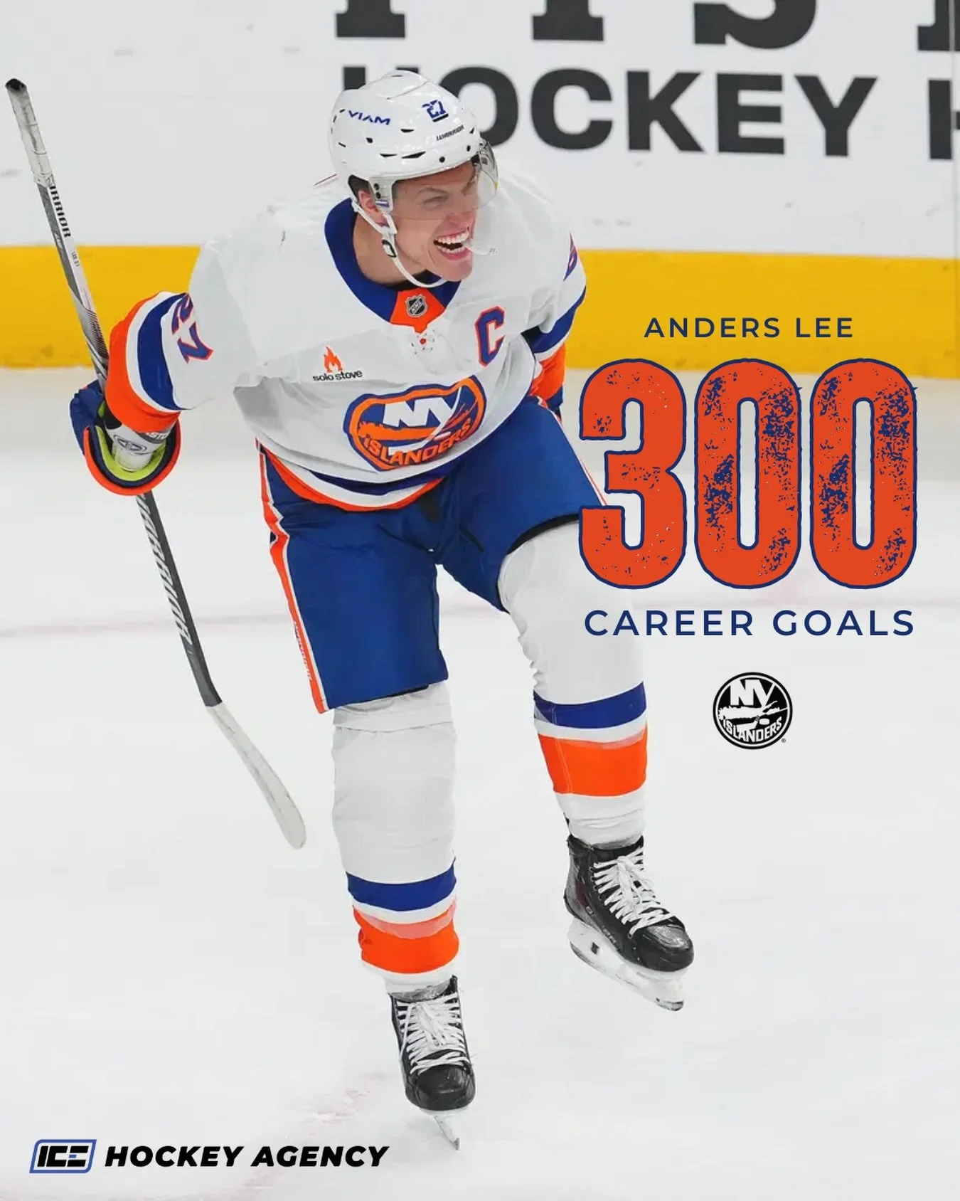Congrats to Ice Hockey Agency client Anders Lee on reaching 300 career goals!