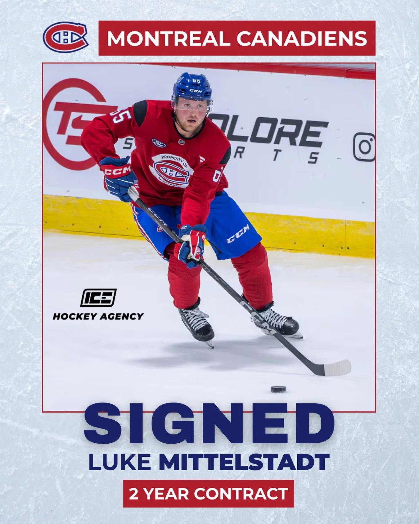 Congrats to Luke Mittelstadt (@lmittelstadt20_ ) on signing a 2-year contract with the Montreal Canadiens! @canadiensmtl