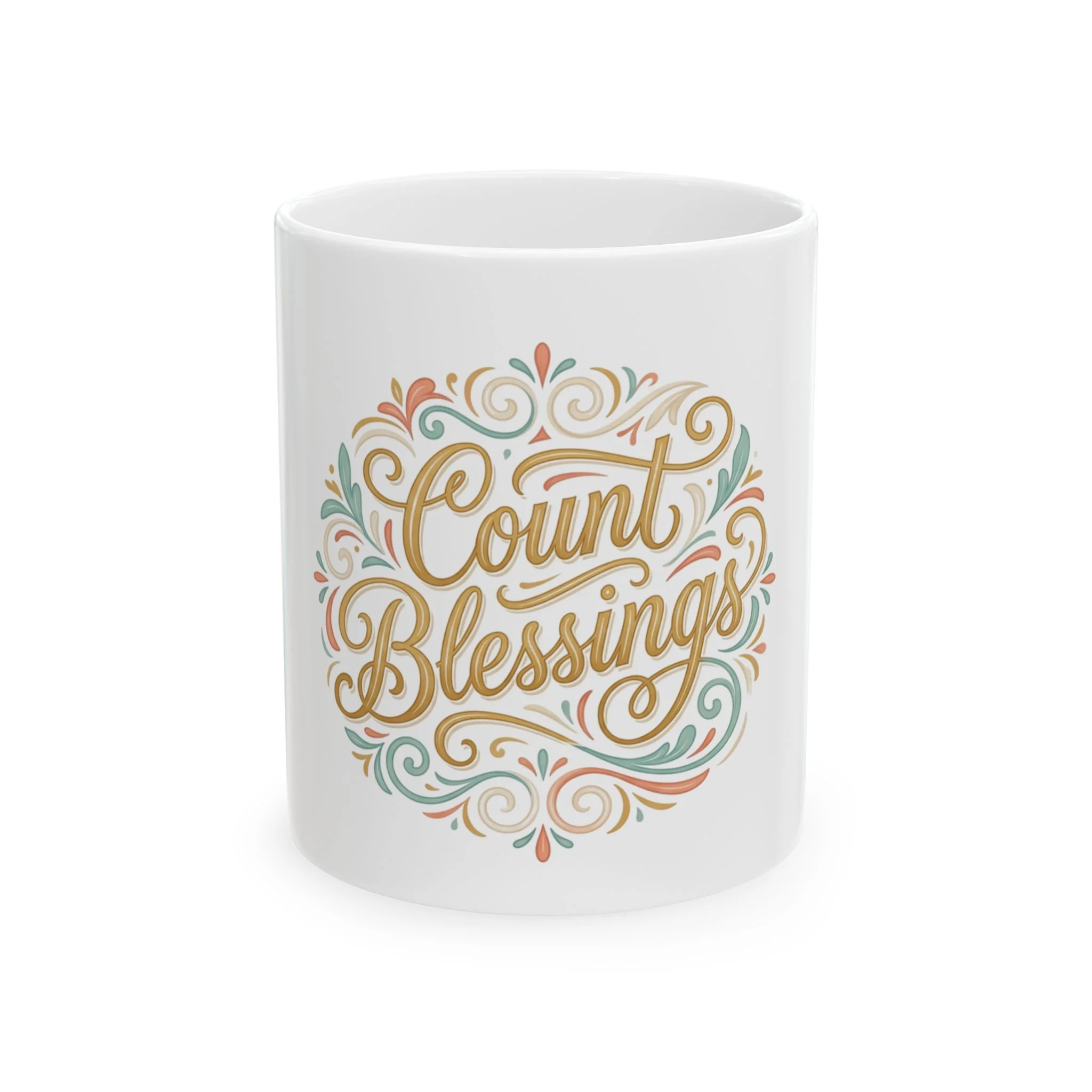 Count Your Blessings ceramic faith coffee mug