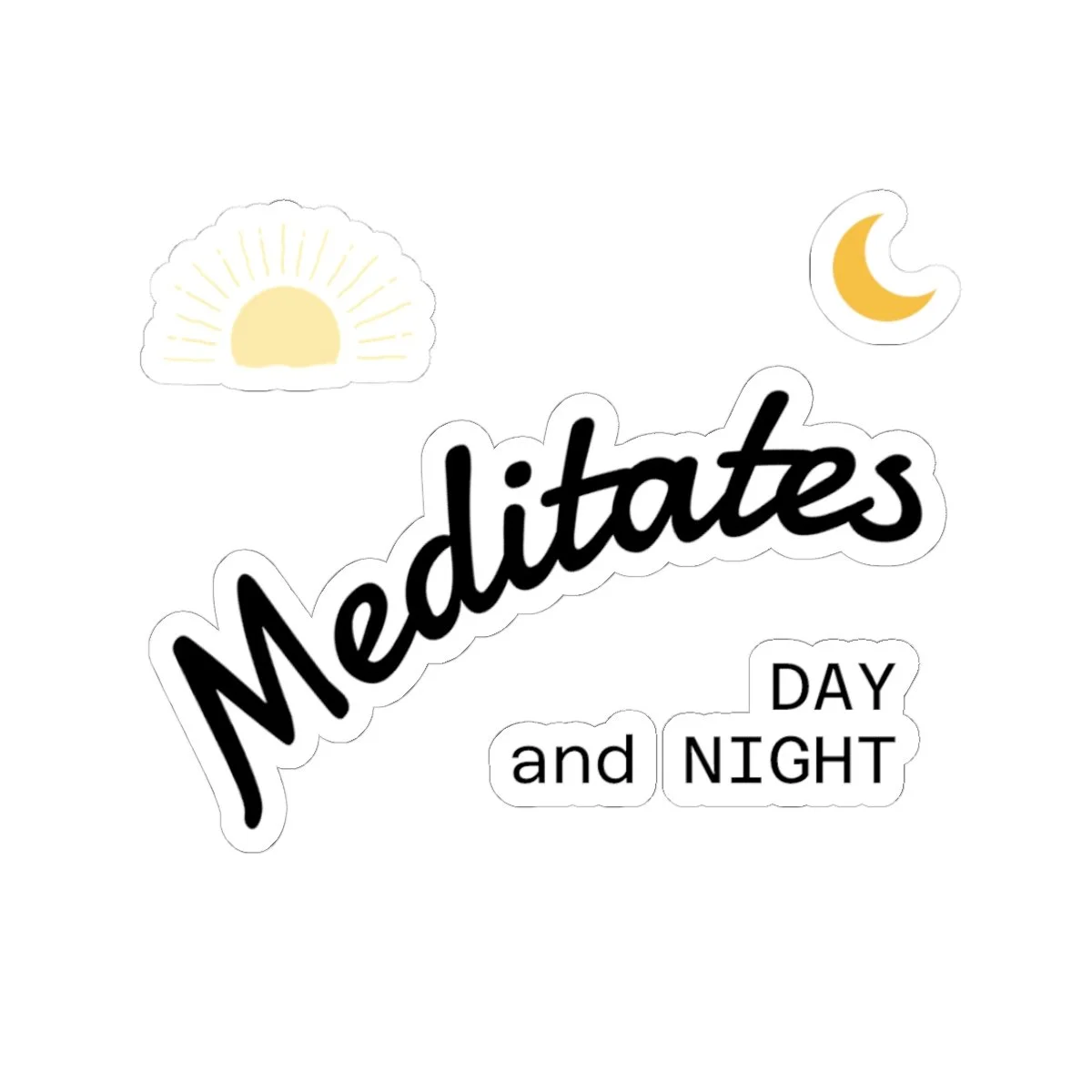 Meditates Day and Night sun and moon sticker set
