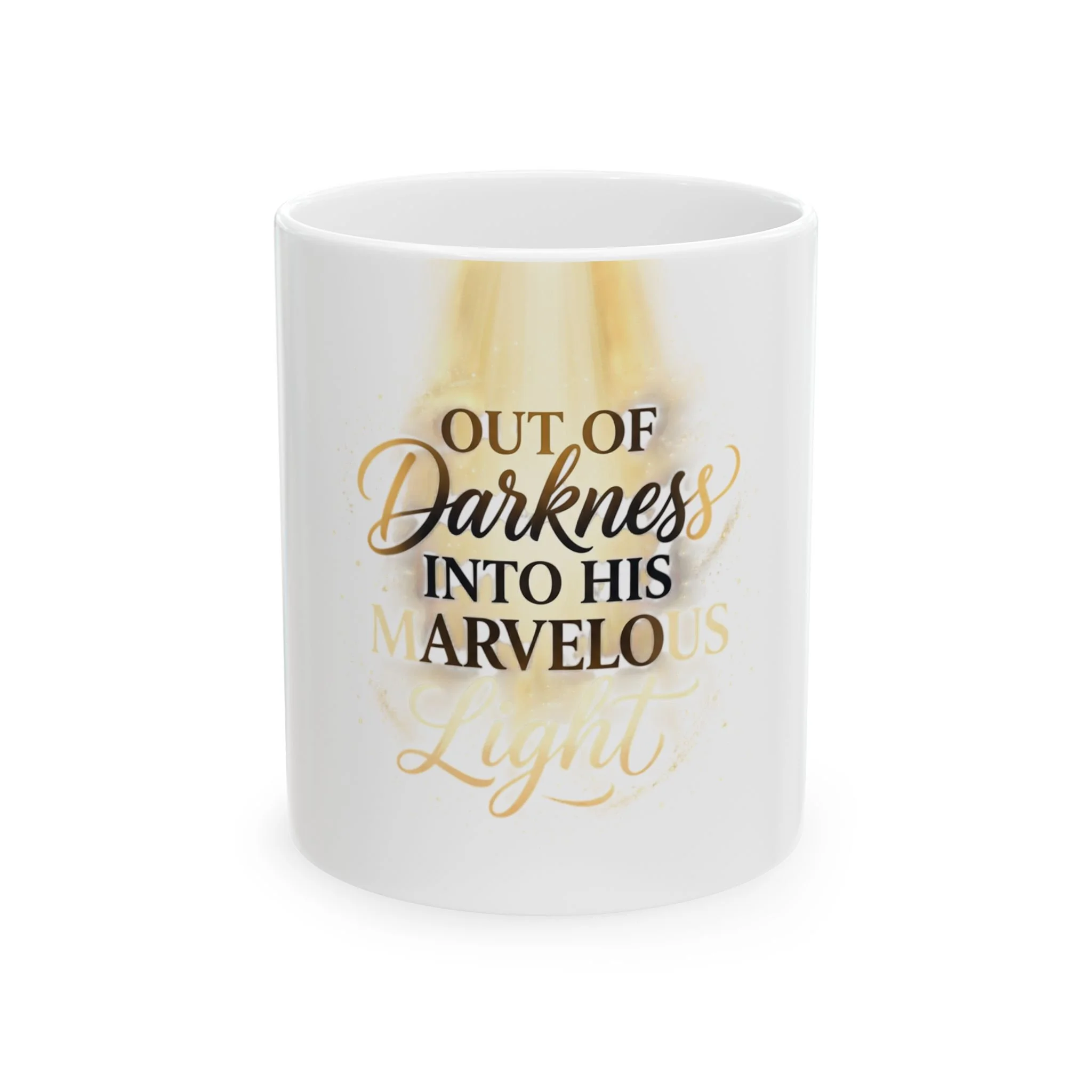 Out of Darkness Into His Marvelous Light ceramic Christian mug