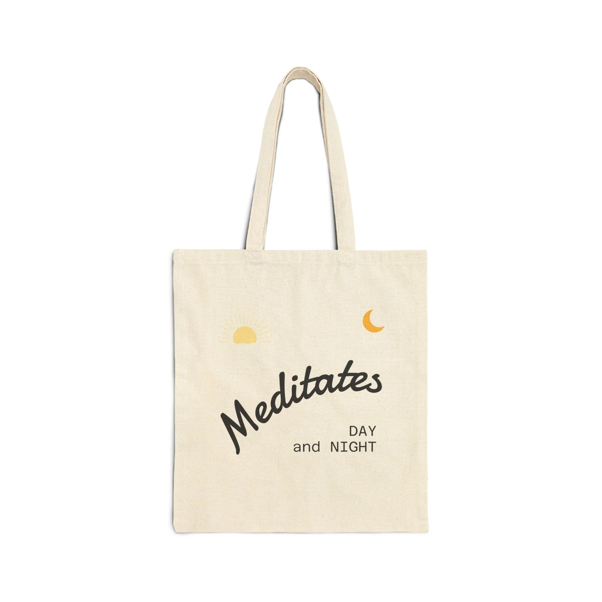 Meditates Day and Night canvas tote bag