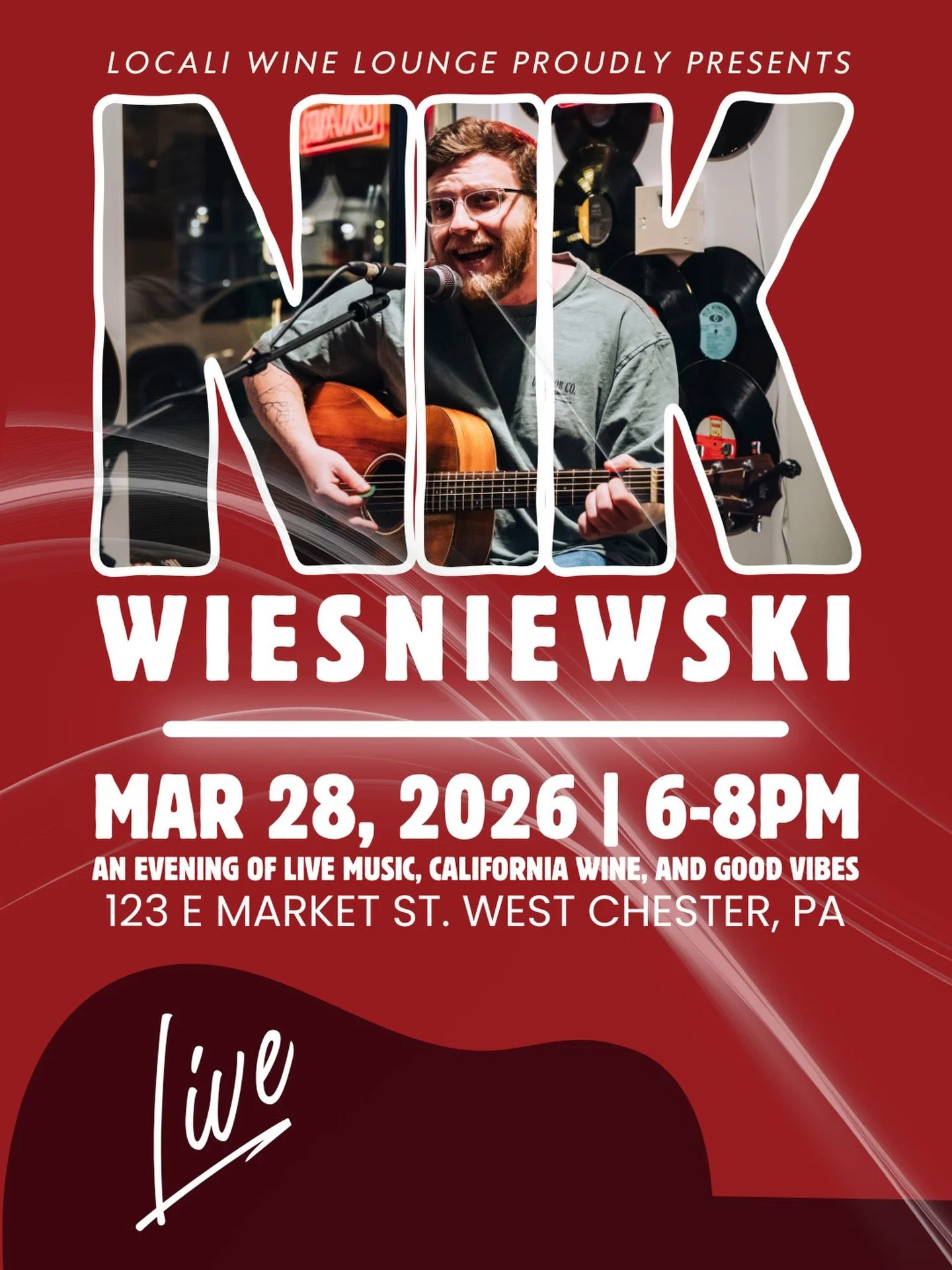 Stop in SATURDAY for #LoCaliLive - an evening of #LiveMusic, #CaliforniaWine, and #GoodVibes with our friend @niski22 performing 6-8PM!! 🍷 🎶