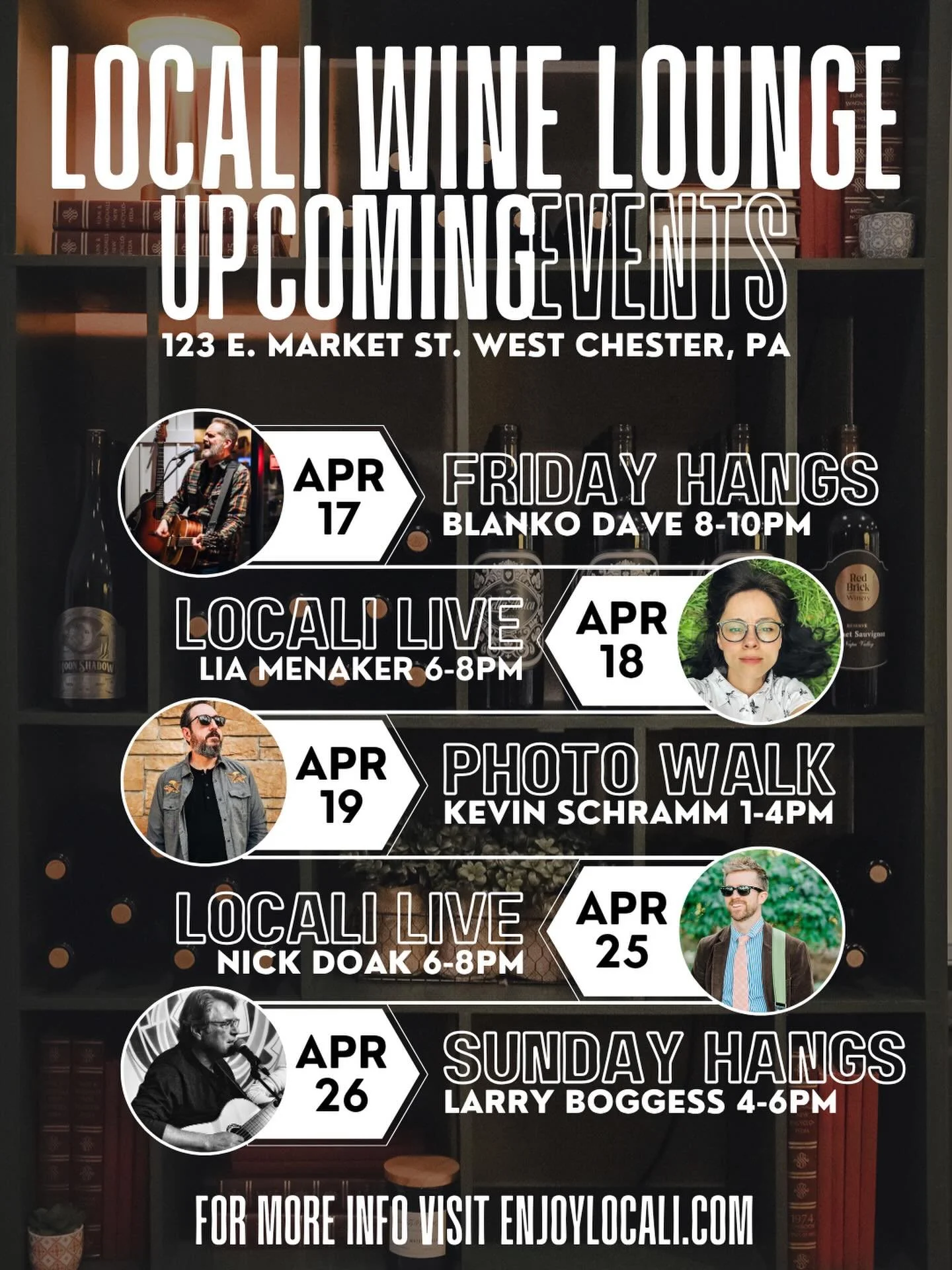 UPCOMING EVENTS

Lots of fun events to look forward to at LoCali over the coming weeks! This weekend features:

- Friday Hangs with live music from 8-10pm courtesy of @blankodave 
- LoCali Live Saturday music session from 6-8pm with @liamenaker 
- Ph