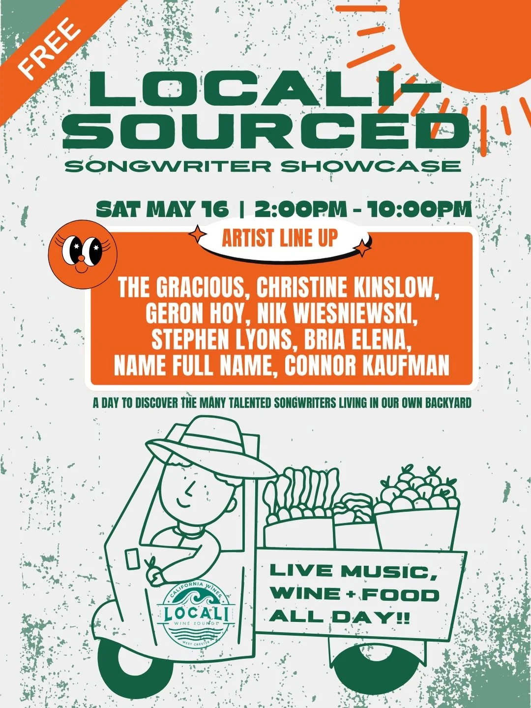 LoCali-Sourced is our opportunity to engage on a different level. Styled after the many showcases at the annual South By Southwest festival in Austin, TX, this is a day to discover the many talented songwriters living in our own backyard. 

Mark your