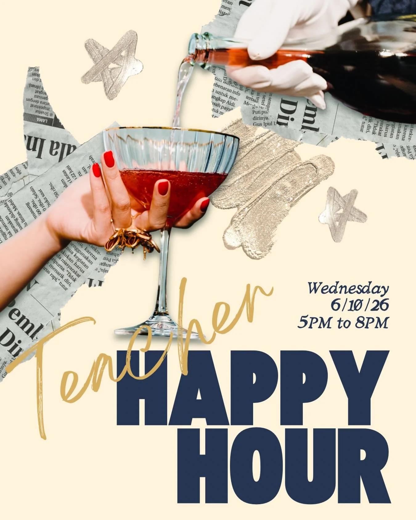 TEACHER HAPPY HOUR

This Wednesday from 5&ndash;8 PM, we&rsquo;re celebrating the teachers who do so much for our community.

As a teacher-owned business, we know how much hard work goes into the profession&mdash;and we think that deserves a celebrat