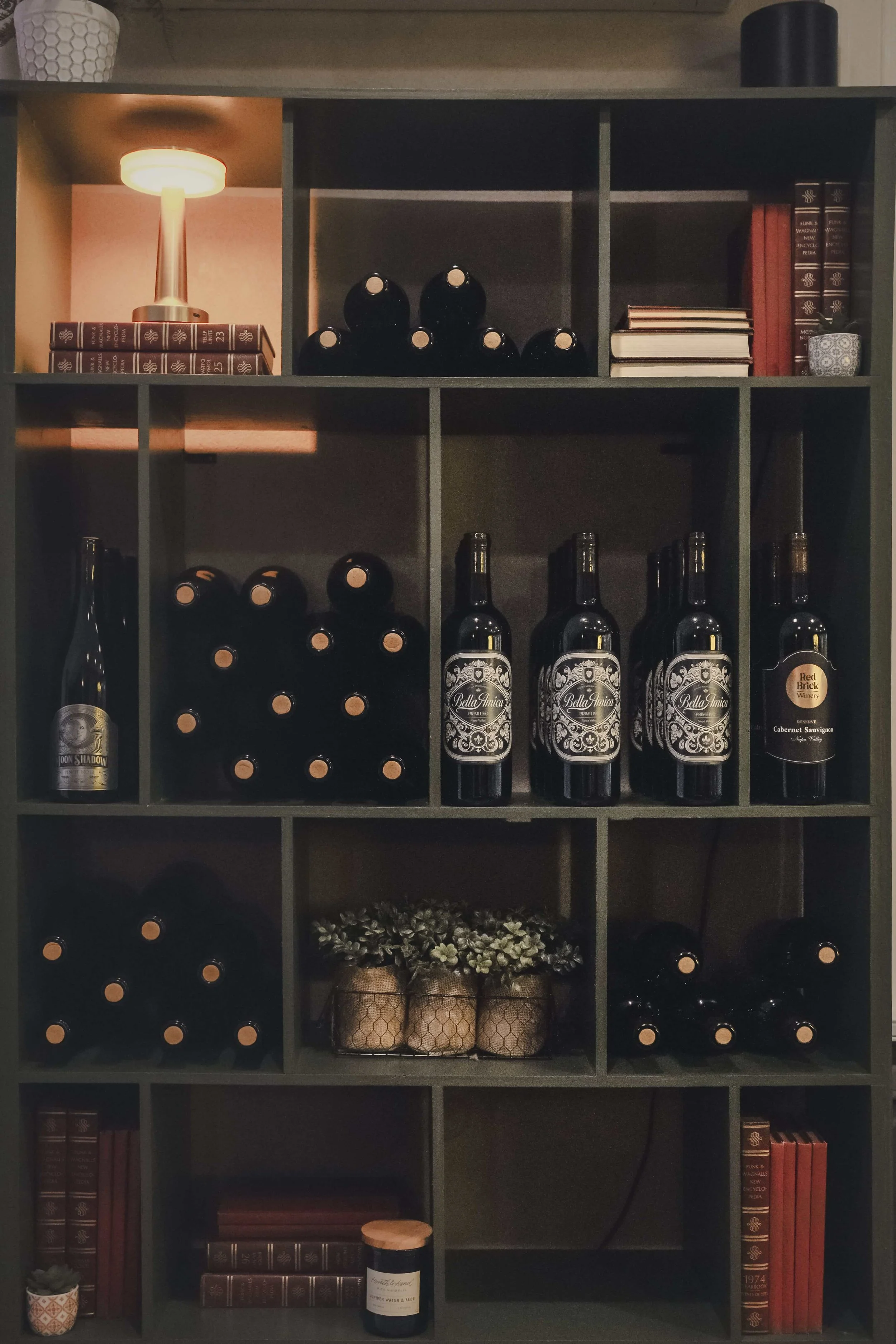Shelf of wine in locali lounge area