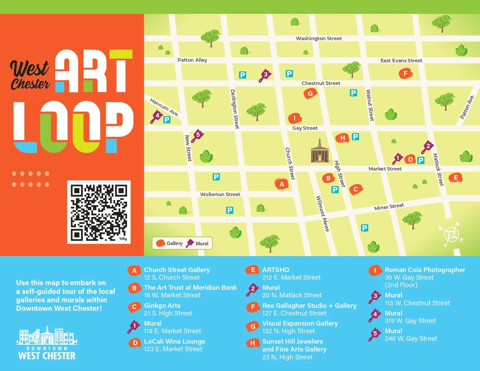 An image showing locations on west chester's art loop including locali