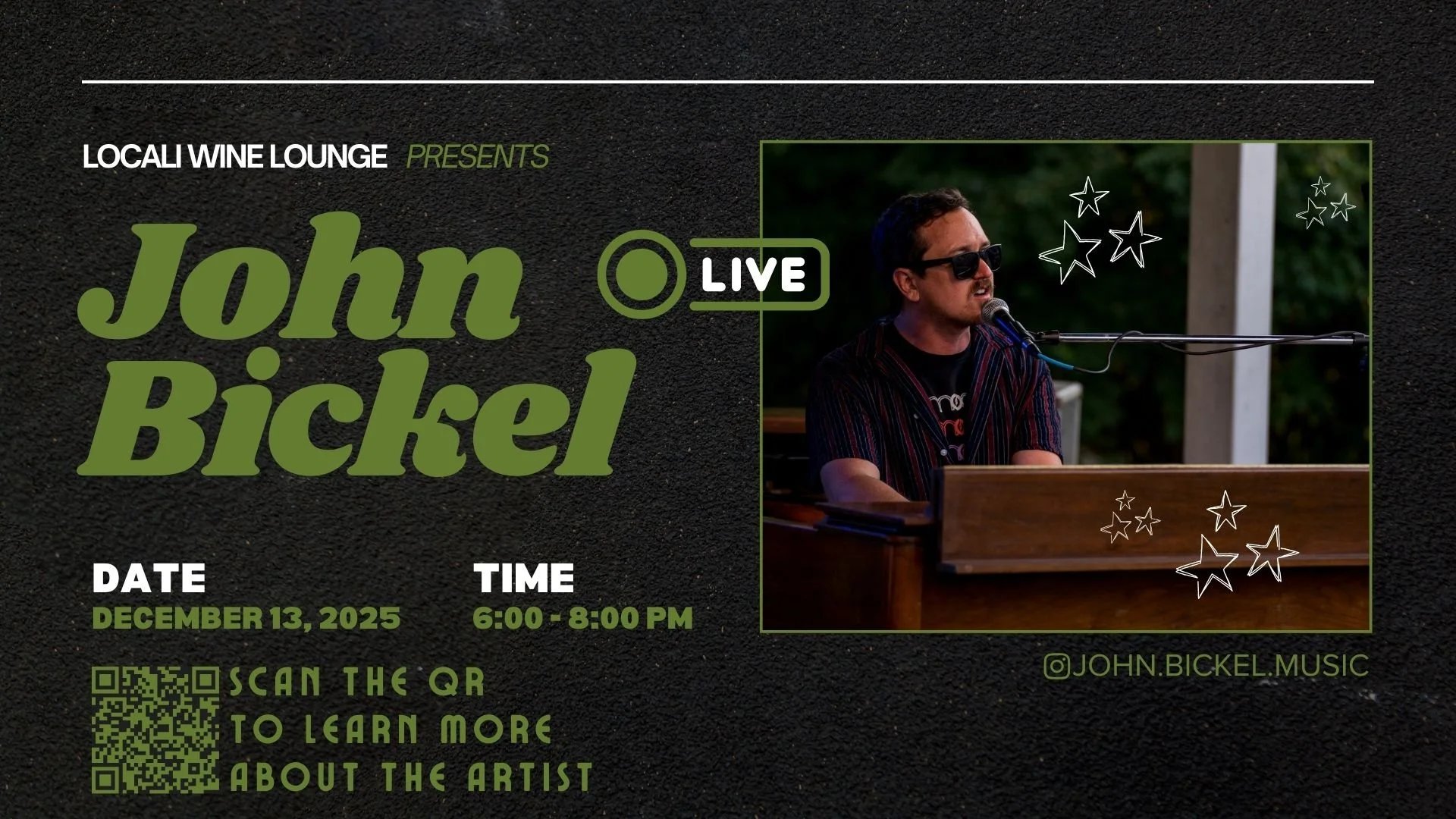 TV display for John Bickel live music performance at LoCali
