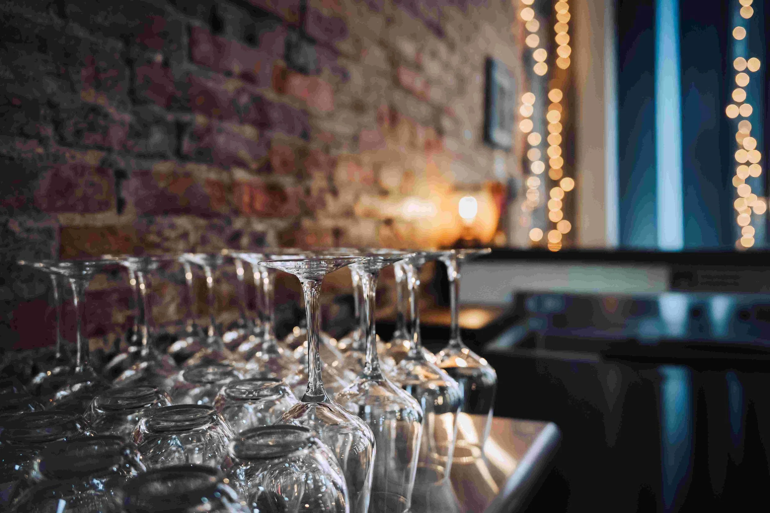 Wine glasses ready to serve at LoCali