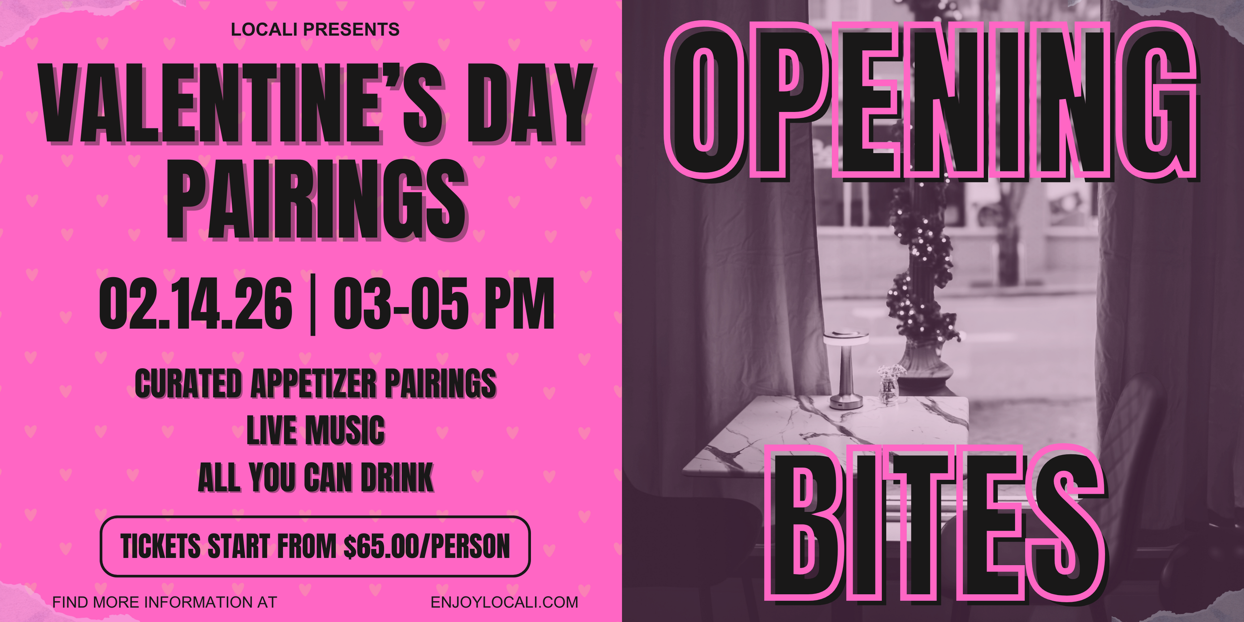 Valentine's Day Wine Pairing appetizer event at LoCali