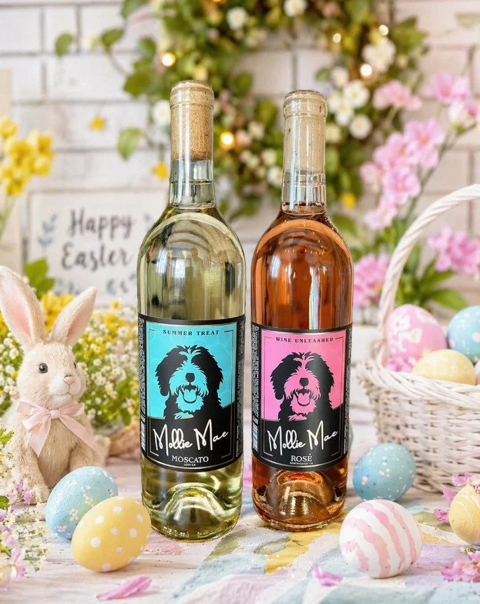 LoCali Instagram post showing Easter wine bottles