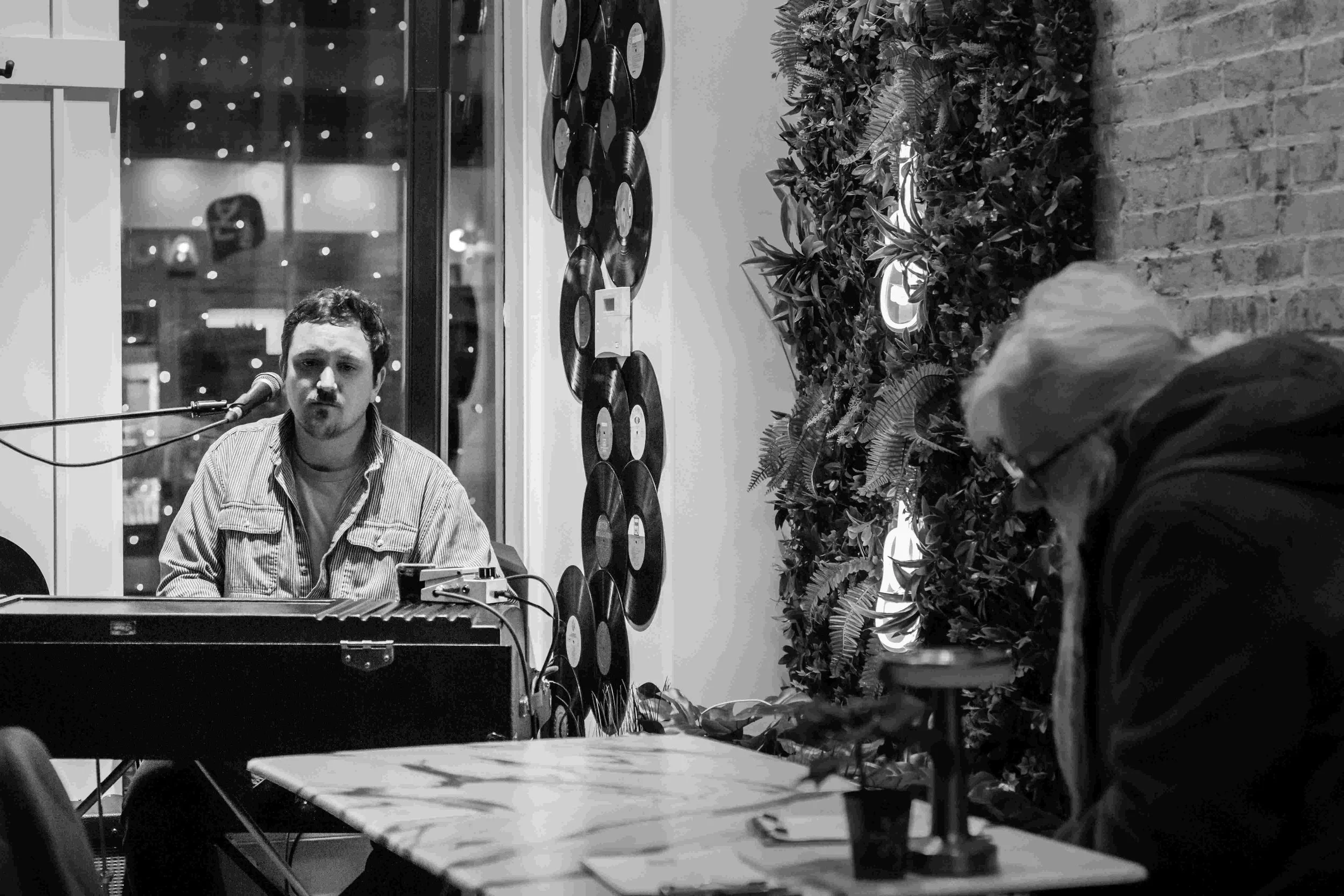 John Bickel playing keyboard for a crowd at LoCali