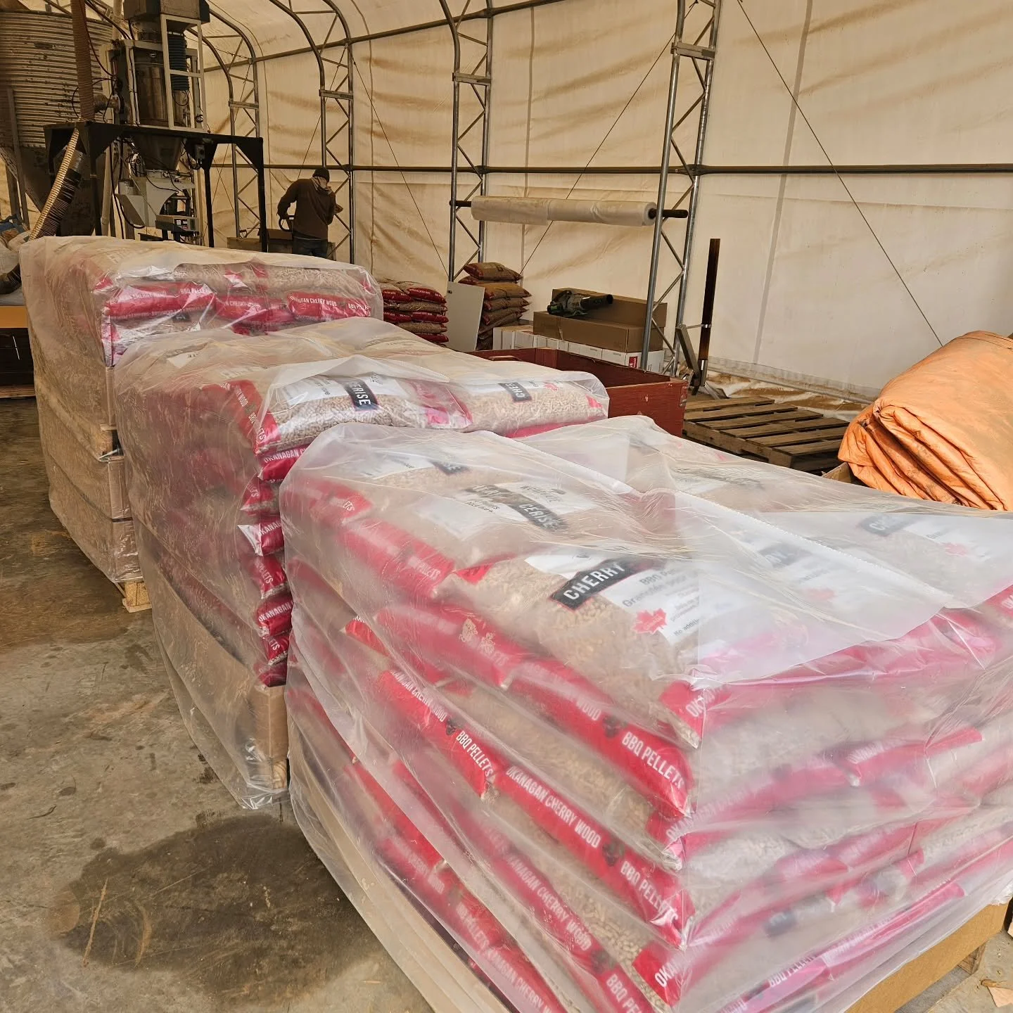 "🚚 Fresh batch locked and loaded! Thousands of pounds of our signature Okanagan Cherry BBQ Pellets, crafted from 100% pure Canadian cherry wood straight from local orchards.
No fillers, no additives&mdash;just real fruitwood turned into that pe