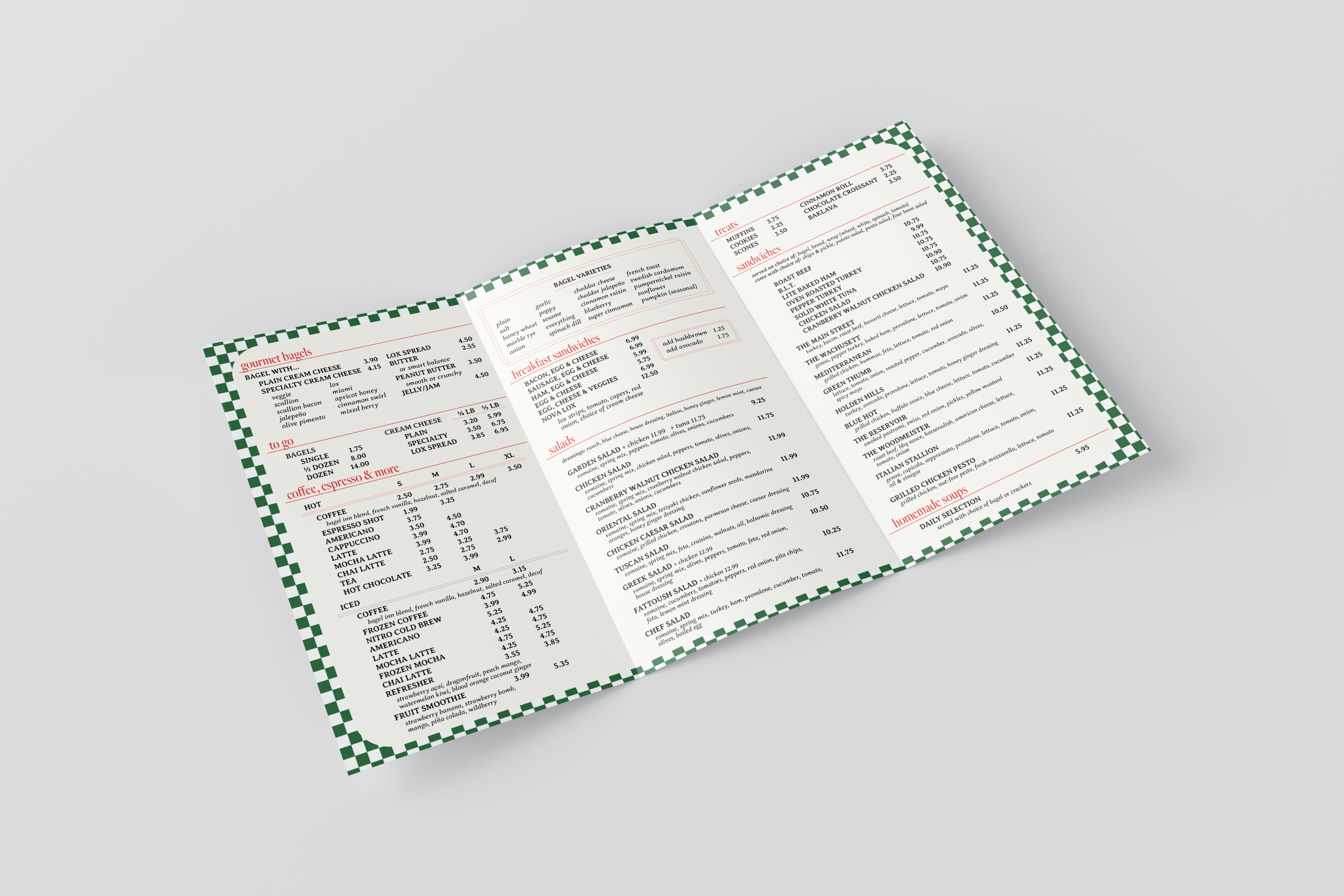 Unfolded trifold menu