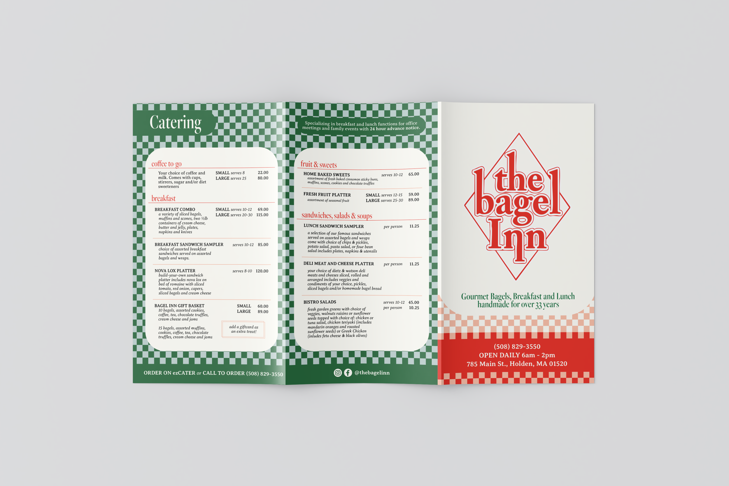Unfolded trifold menu