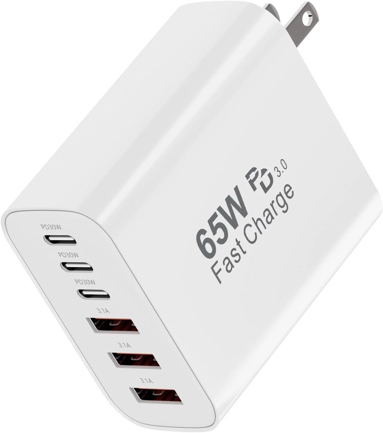 MISC-CHAR-2 65W GaN Type C Wall Charger Block 6 Port Fast Charging