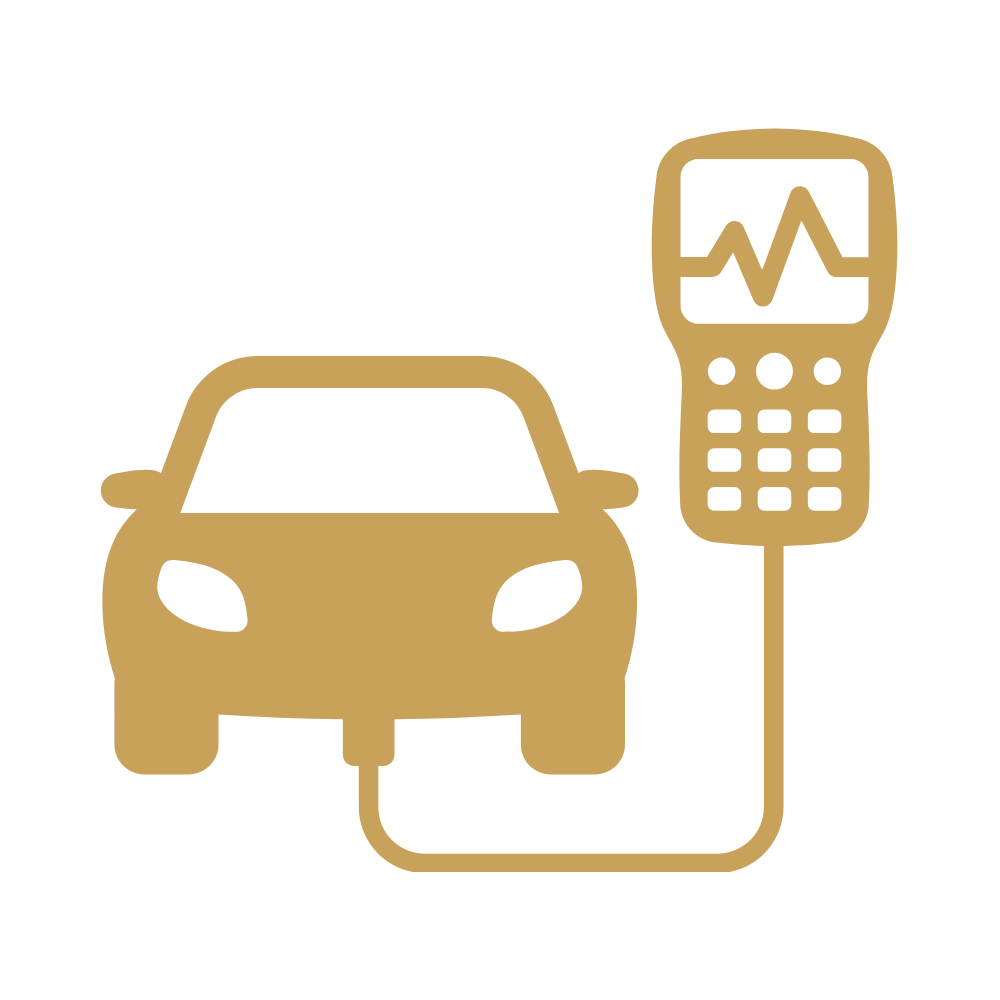 Icon of an electric car charging station with a car plugged in.