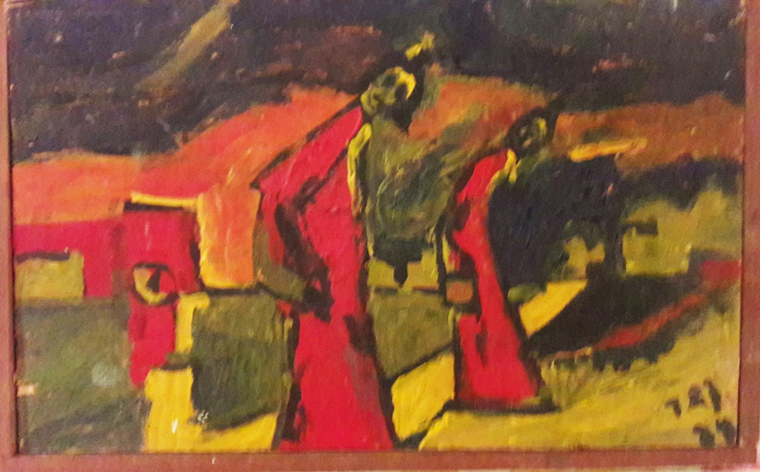 "To søstre" - 1974 (40X25) - Olie på plade